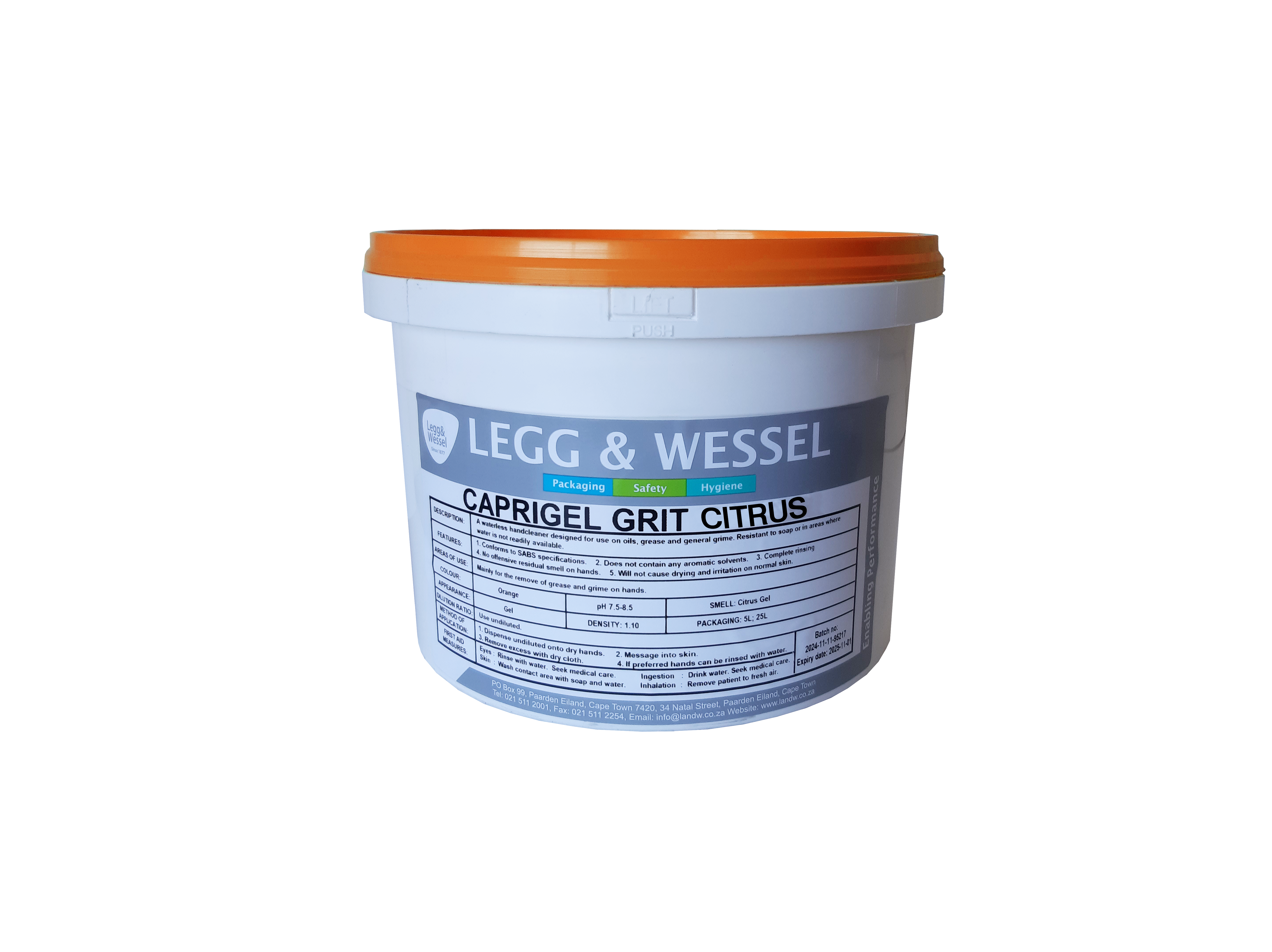 L&W CAPRIGEL CITRUS HAND GRIT | 5L