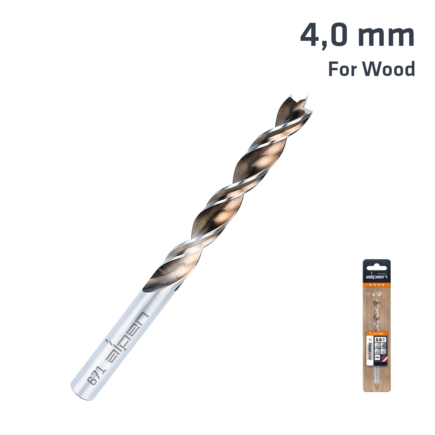 Alpen Timber Twist Wood Drill Bit Sleeved