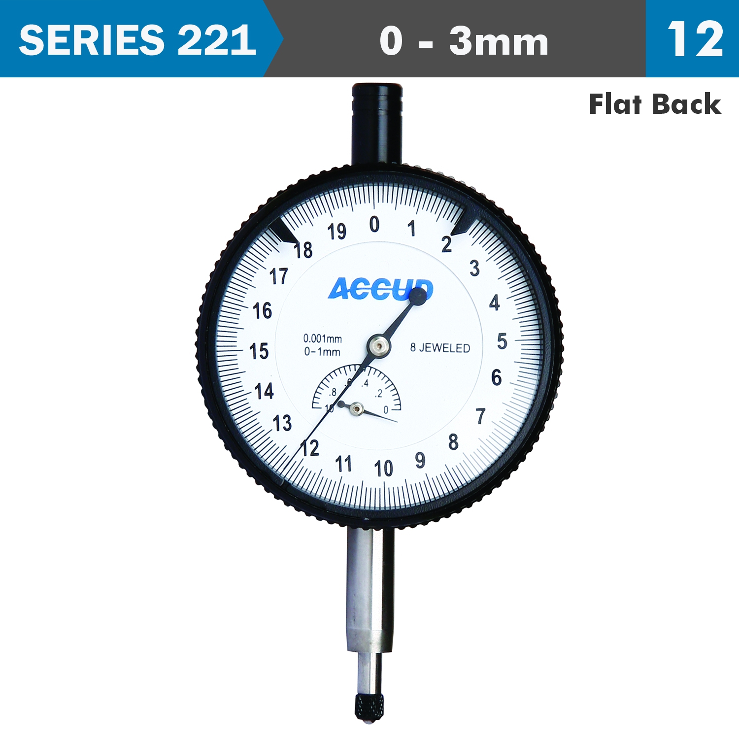 DIAL INDICATOR FLAT BACK