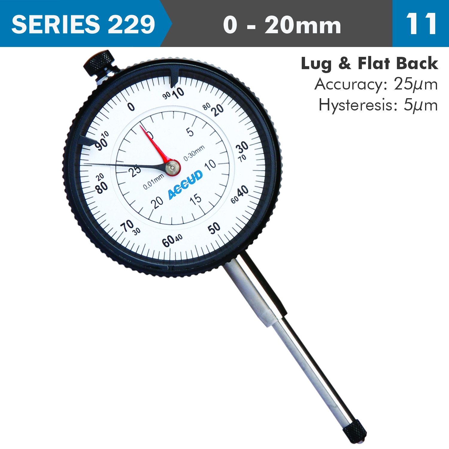 DIAL INDICATOR GRAD. LUG&FLAT BACK