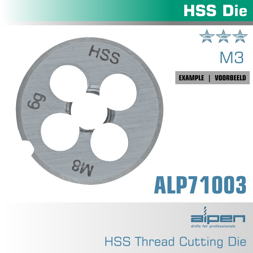 DIE ROUND 25X9MM IN POUCH HSS PITCH
