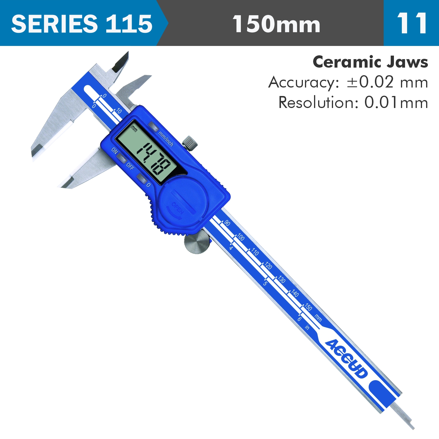 DIG. CALIPER ACC. CERAM. JAWS S/STEEL RES.