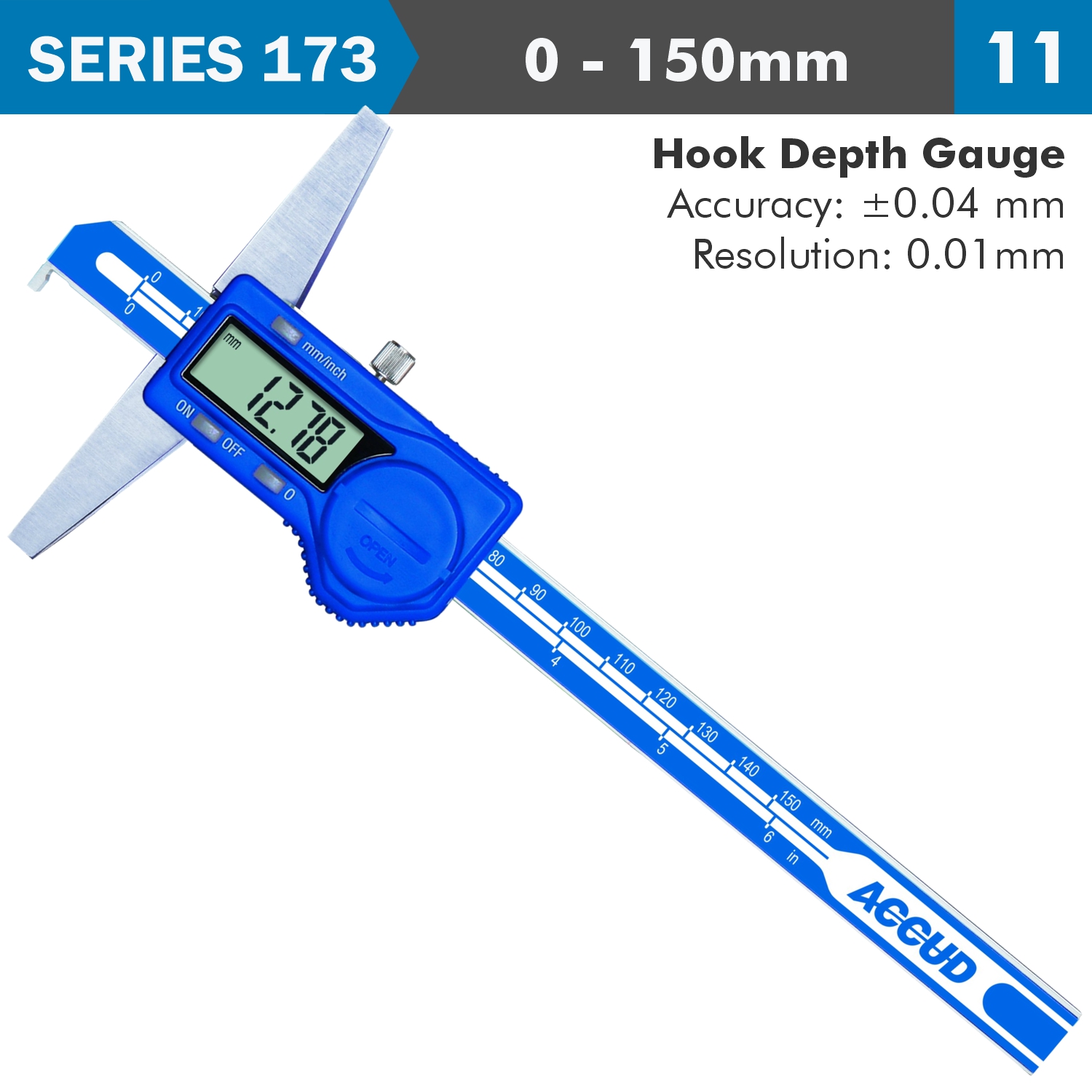 DIG. CALIPER ACC. HOOK DEPTH RES. S/STEEL