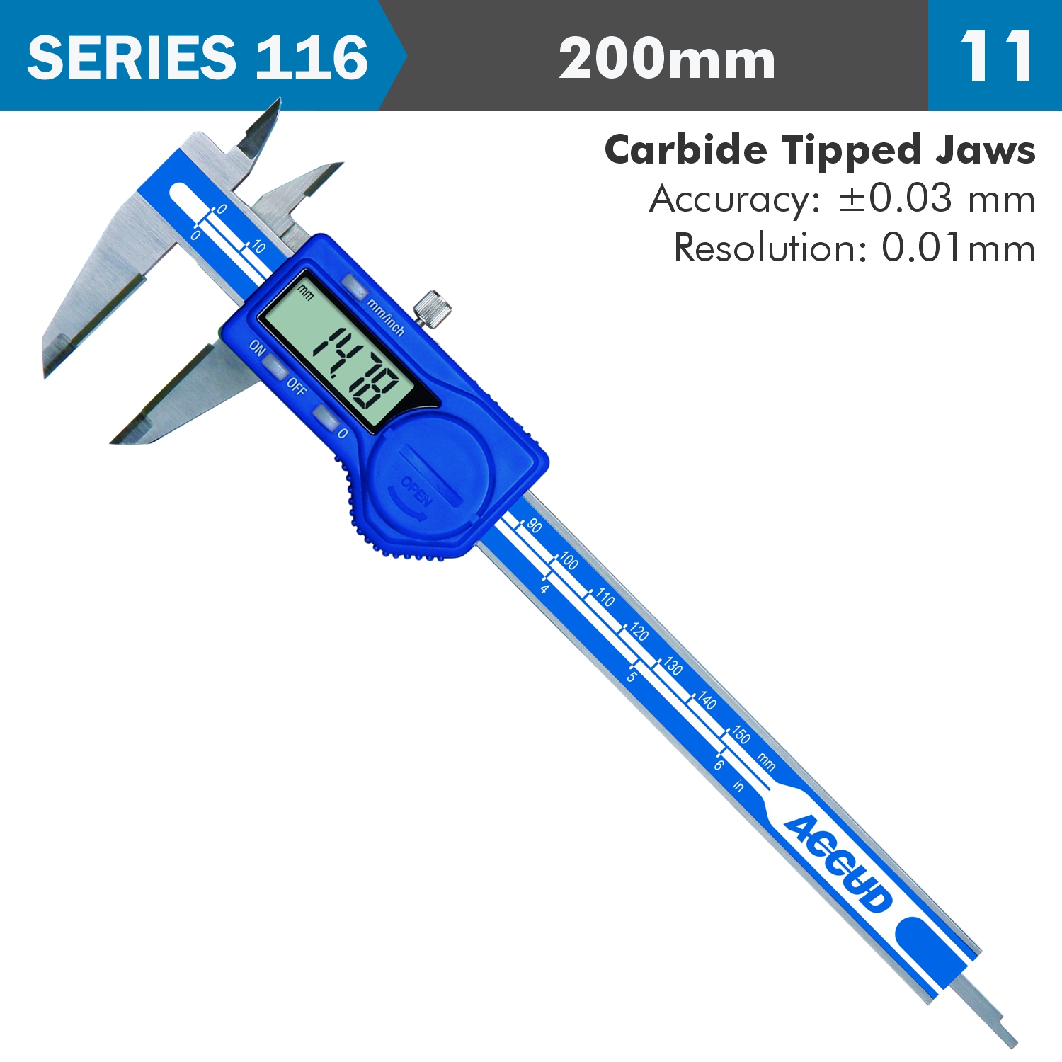 DIG. CALIPER ACC. TCT JAWS S/STEEL RES.