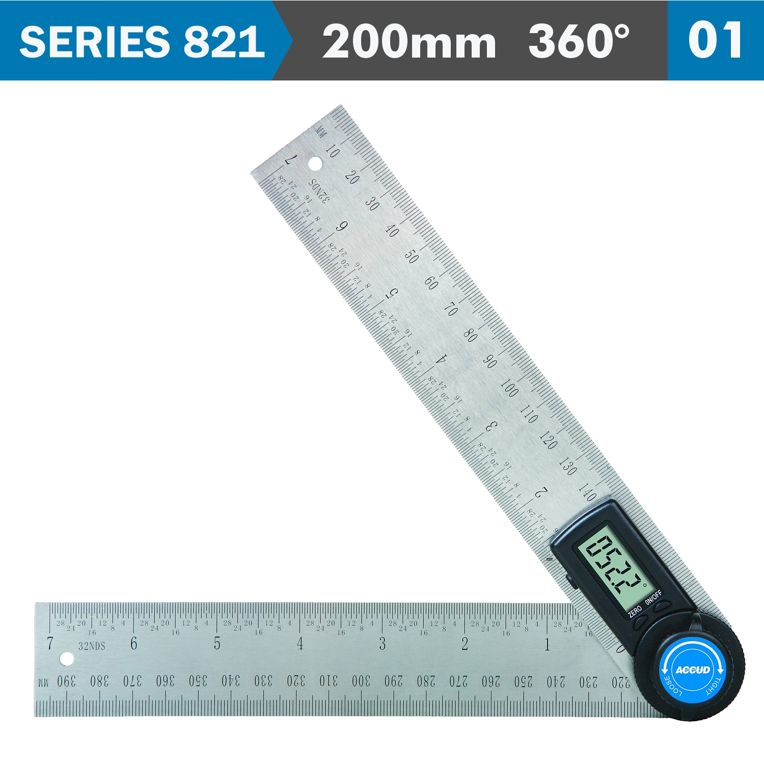 DIGITAL PROTRACTOR BLADE 360 DEG. 0.3 DEG. ACC. 0.1 DEG. RES.