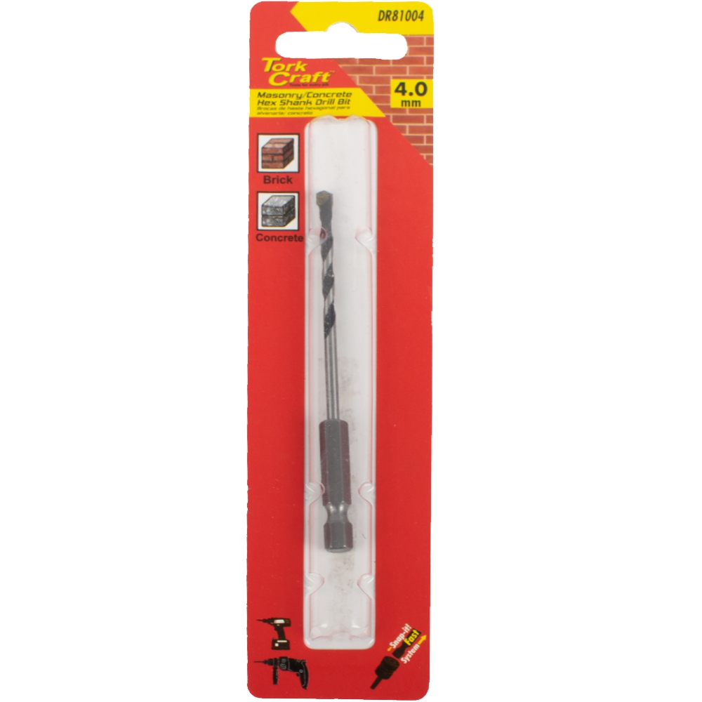 DRILL BIT MASONRY/CONCRETE HEX SHANK 1/CARD