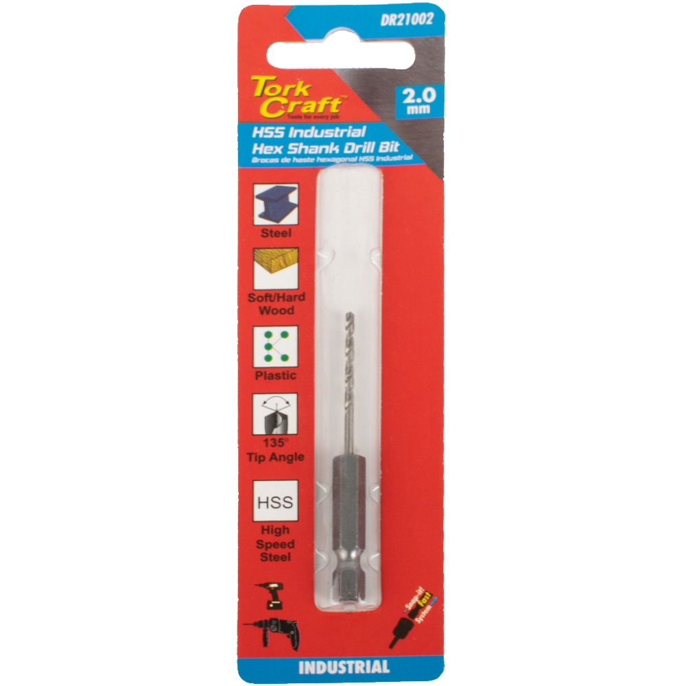 DRILL HSS 135DEG 1/CARD HEX SHANK INDUSTRIAL BIT