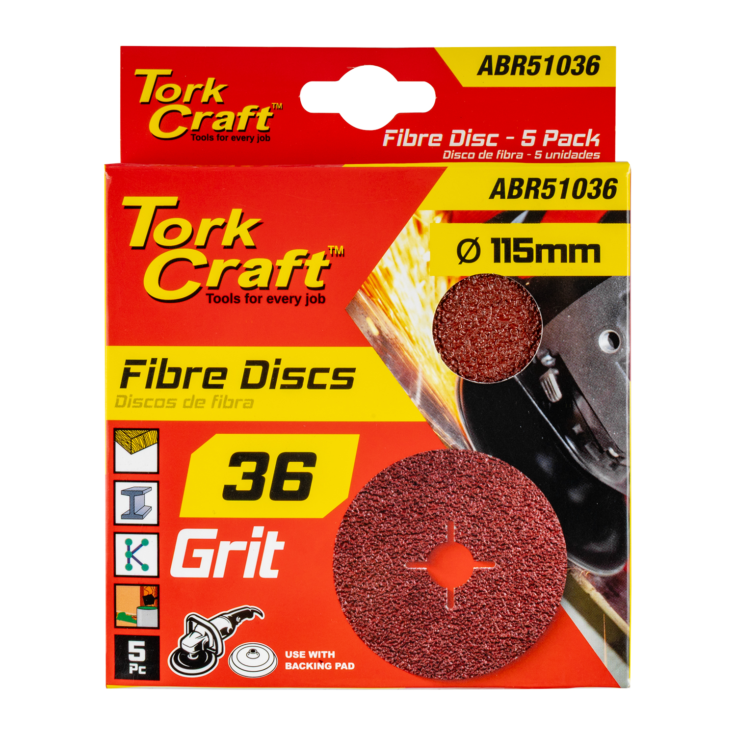 FIBRE DISC 36 GRIT 5/PACK