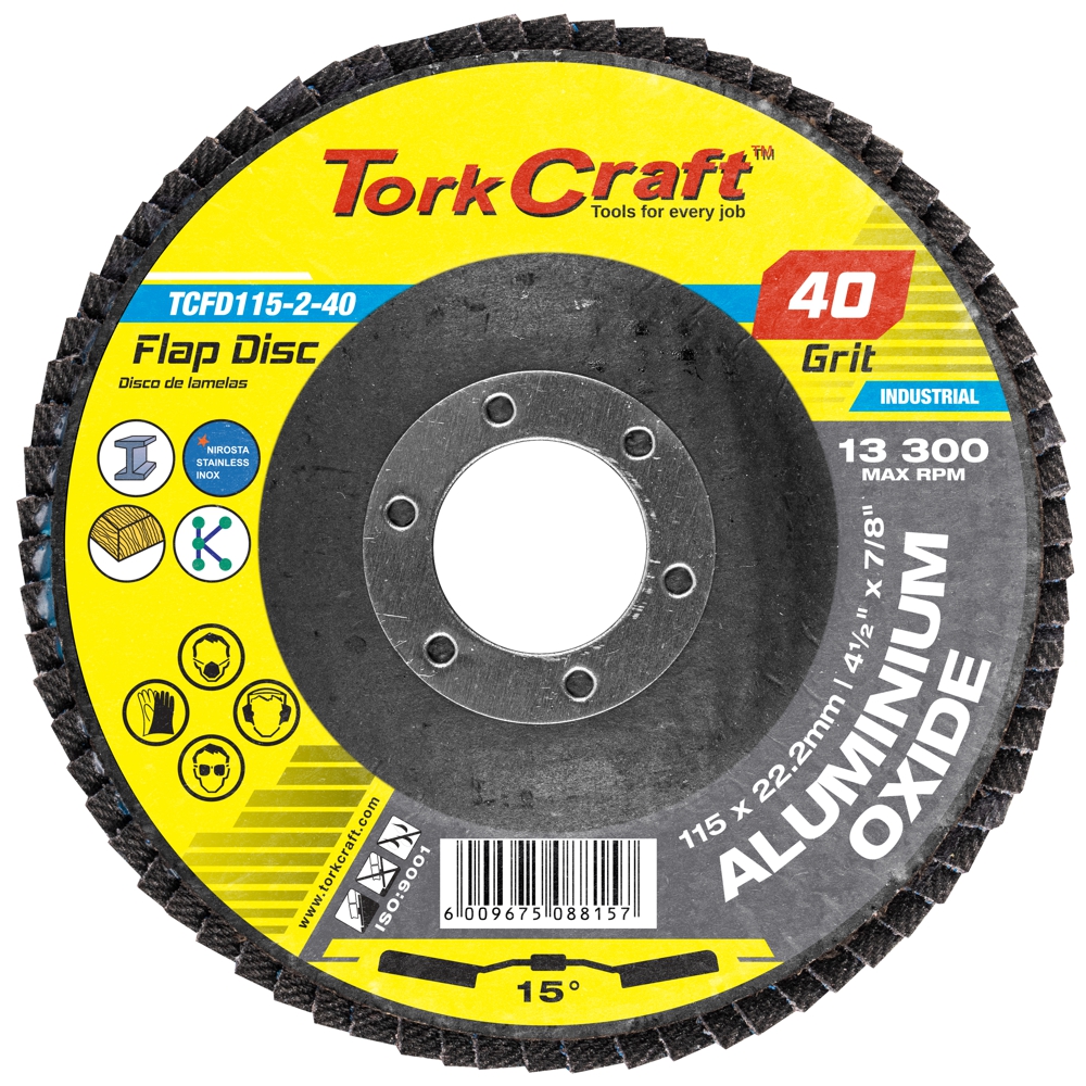 FLAP DISC 15 DEG.ANGLE 40GRIT A/O