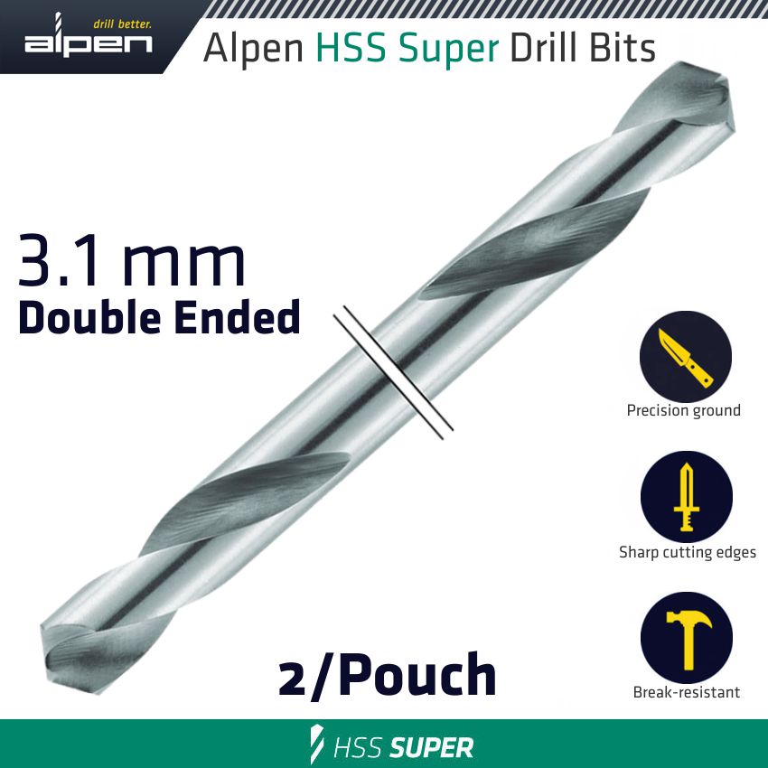 HSS SUPER DRILL BIT DOUBLE ENDED 2/POUCH