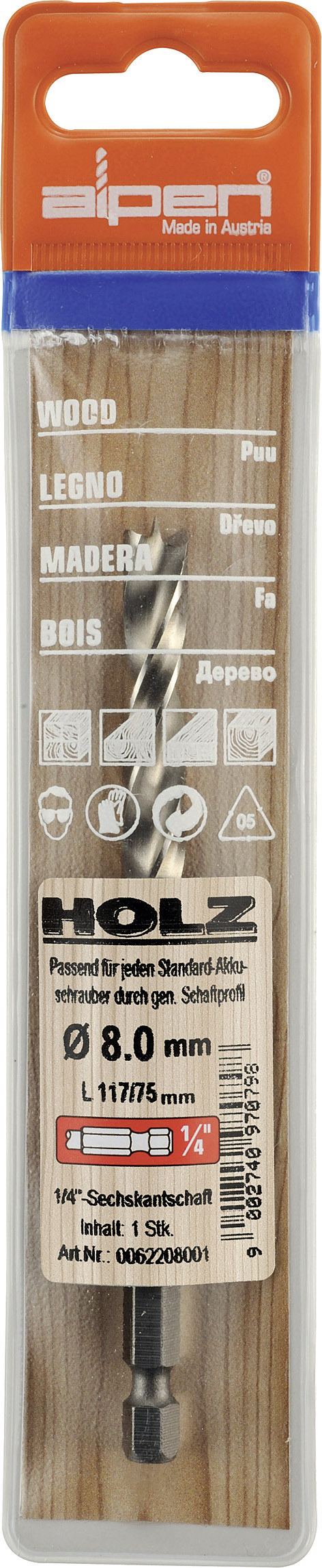 HSS WOOD BIT HEX SHANK