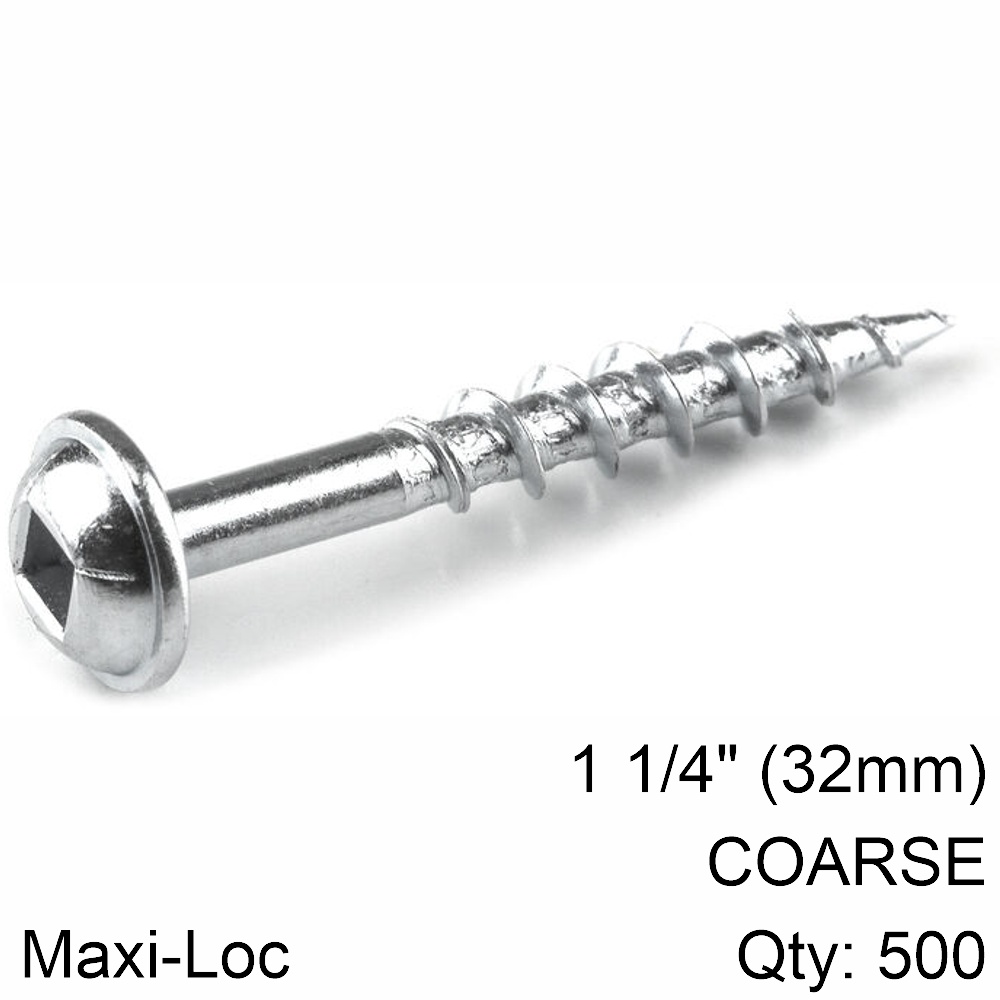 Kreg Zinc Pocket Hole Screws 1.25' #8 Coarse Thread Mx Loc 500Ct