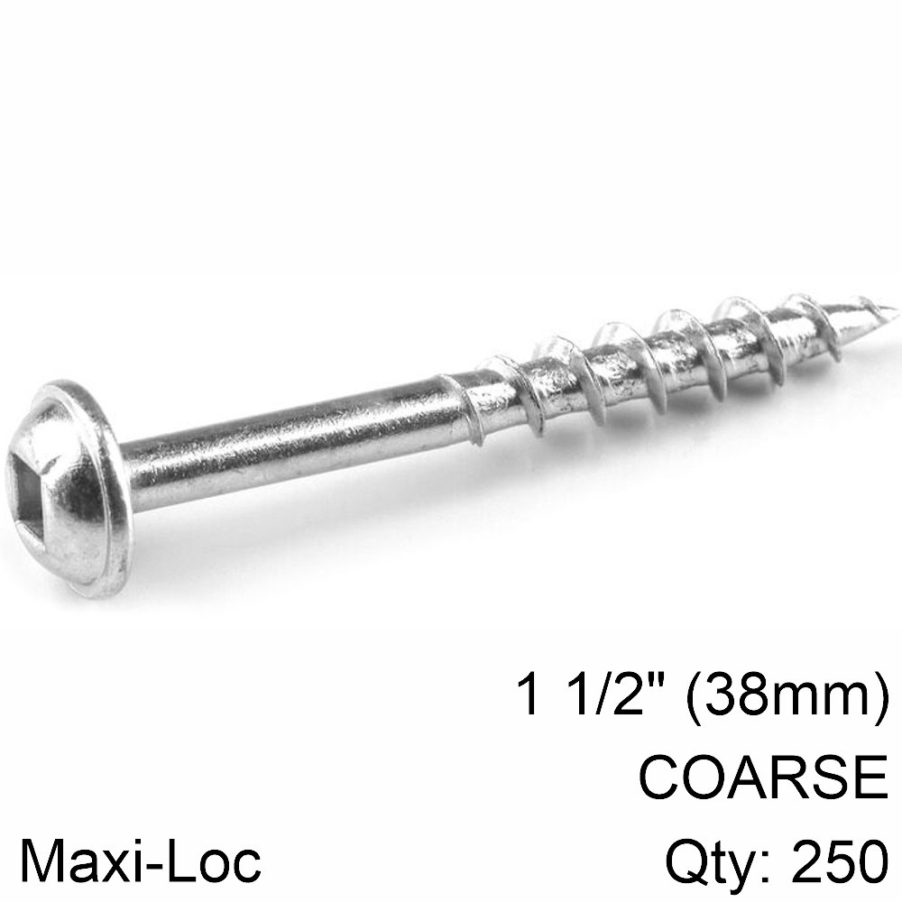Kreg Zinc Pocket Hole Screws 1.50' #8 Coarse Thread Mx Loc 250Ct