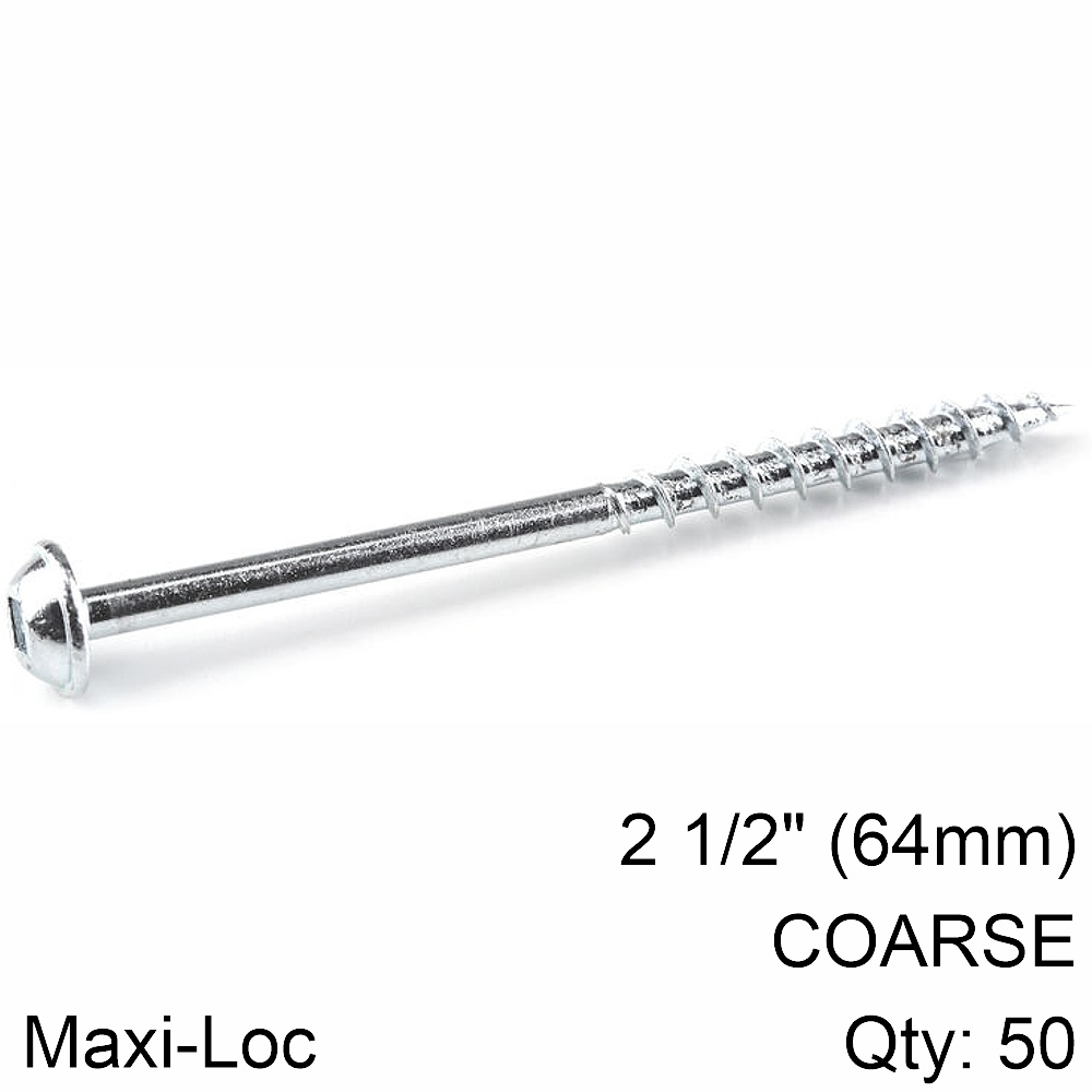 Kreg Zinc Pocket Hole Screws 2.50' #8 Coarse Thread Mx Loc 50Ct