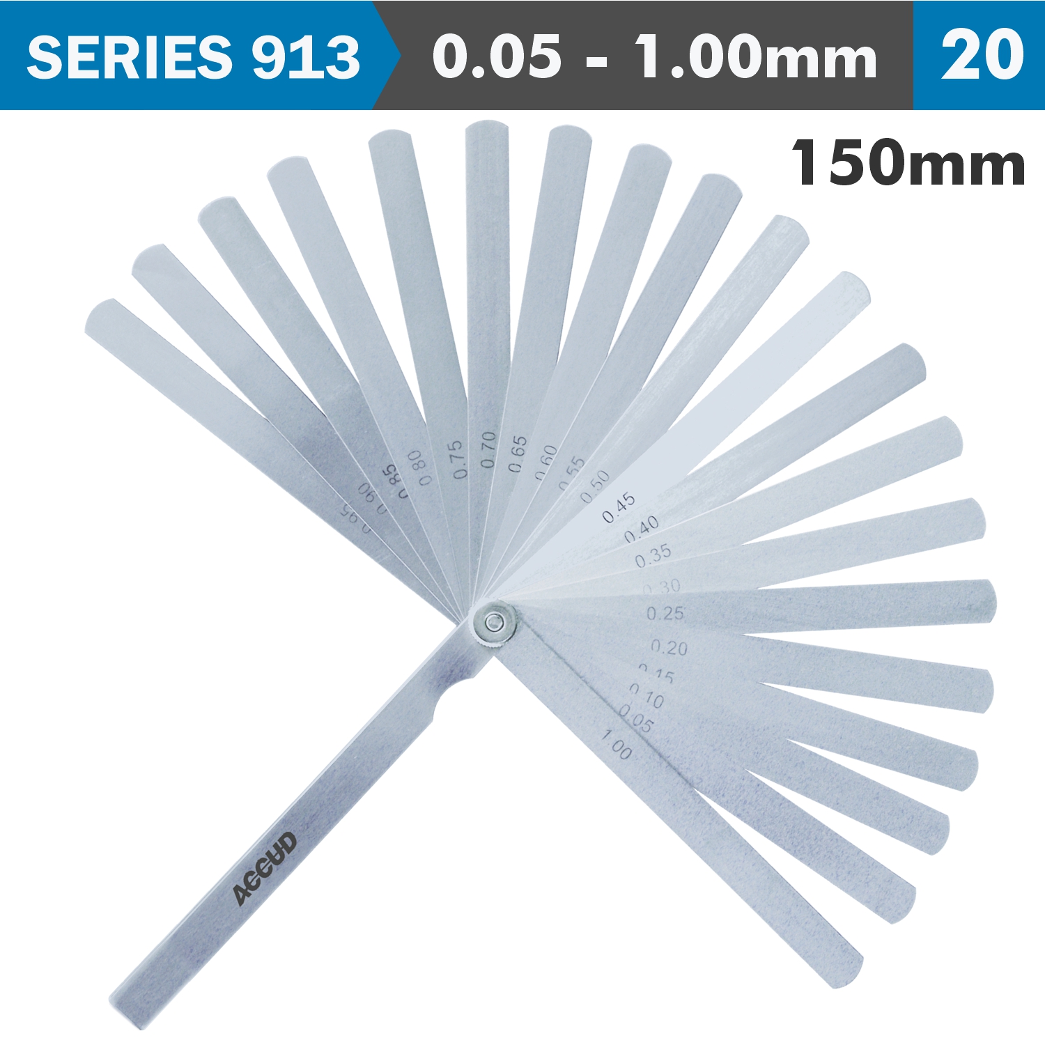 LONG FEELER GAUGE 0.05-1.00 20 LEAVES DIN2275
