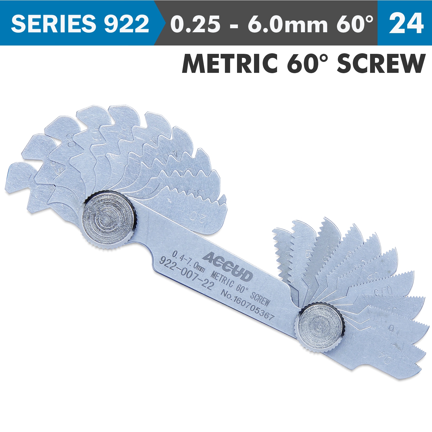 PITCH GAUGE 0.25- 24 LEAVES METRIC 60DEG. SCREW ACC.