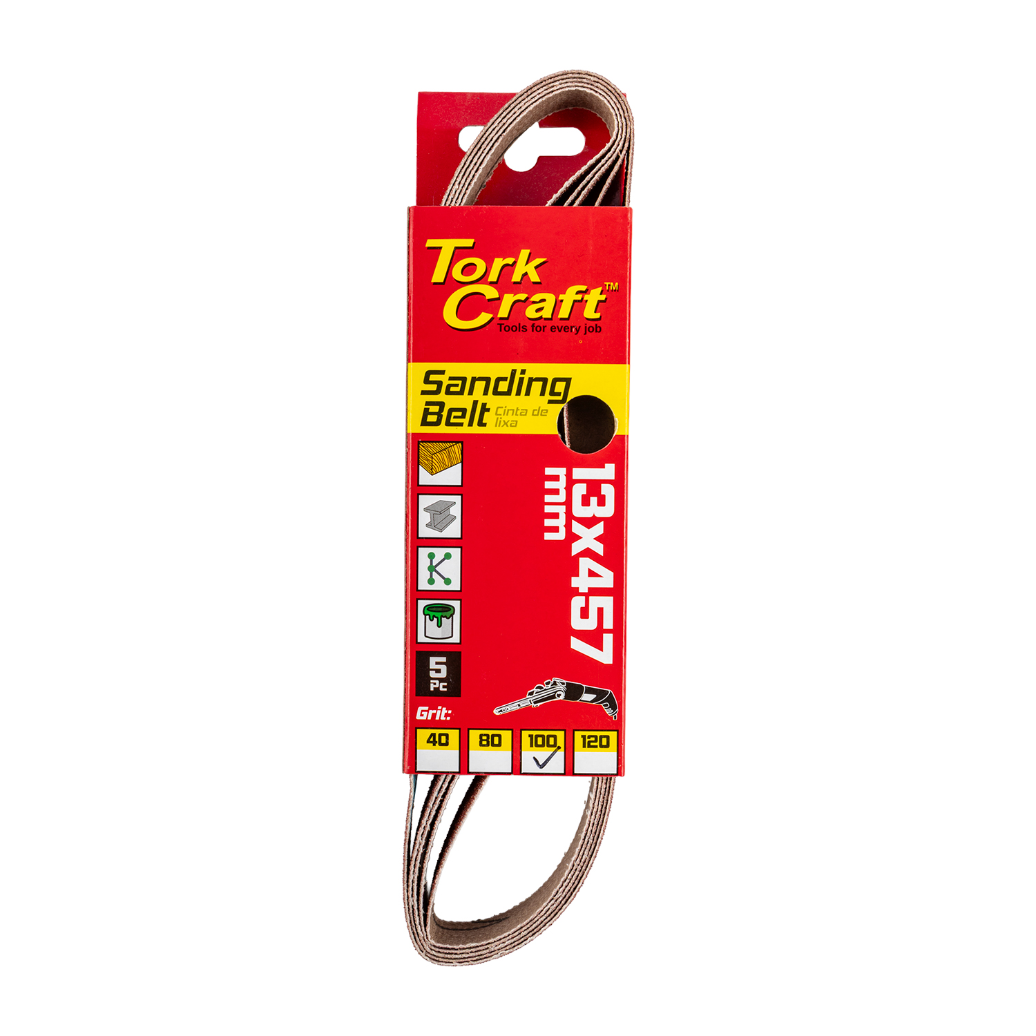 POWERFILE SANDING BELT 13 X 100 GRIT 5/PK
