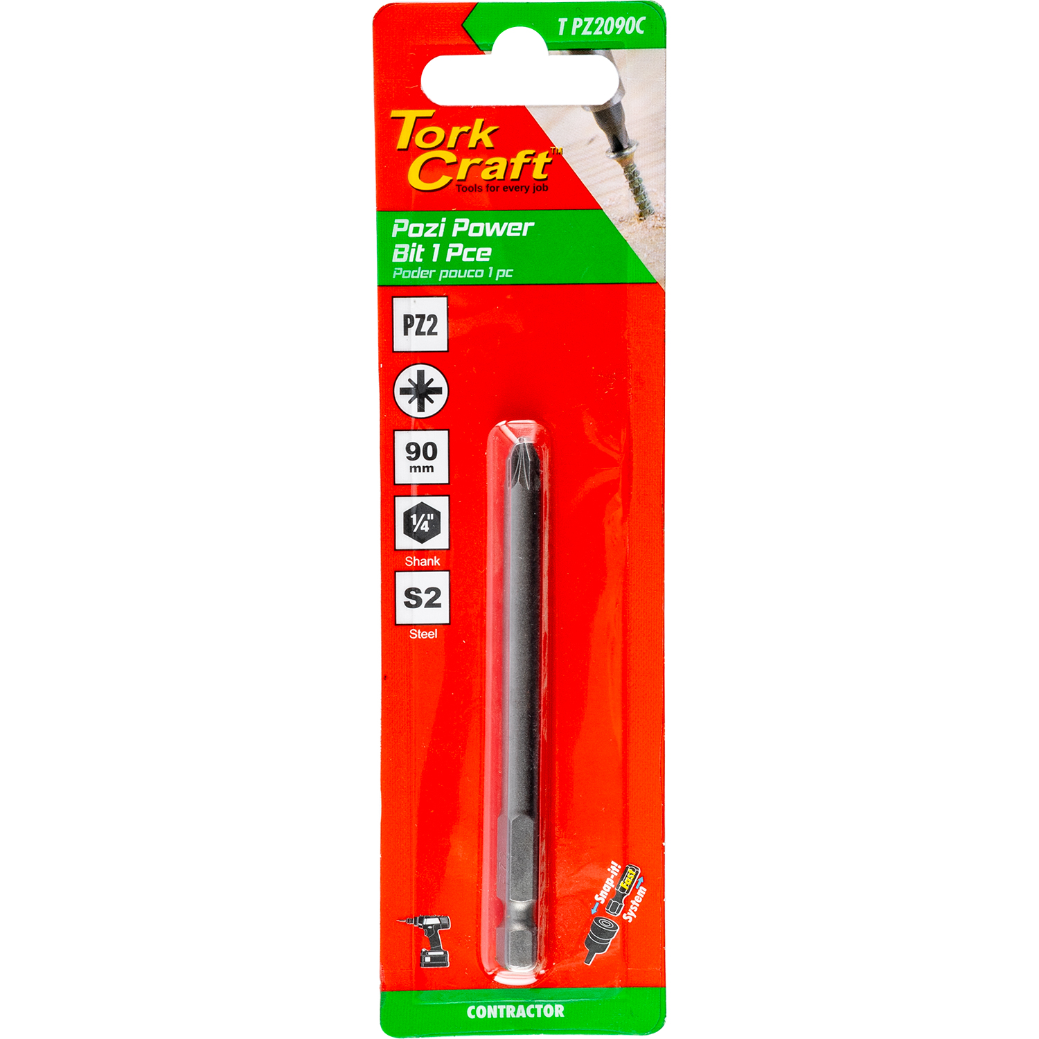 POZI PZ2 X POWER BIT 1PC CARDED