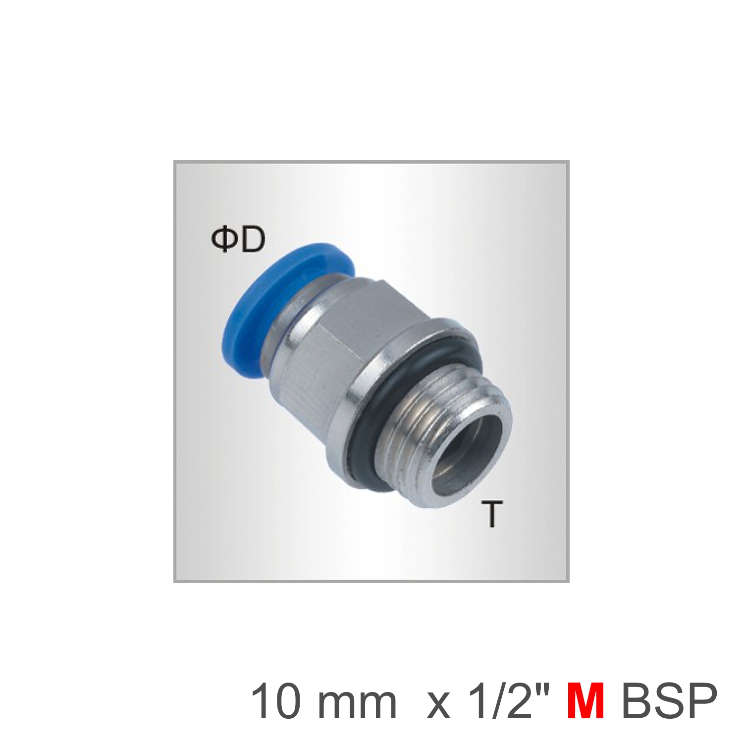 PU FITTING STR. STUD W/O-RING -1/2 M