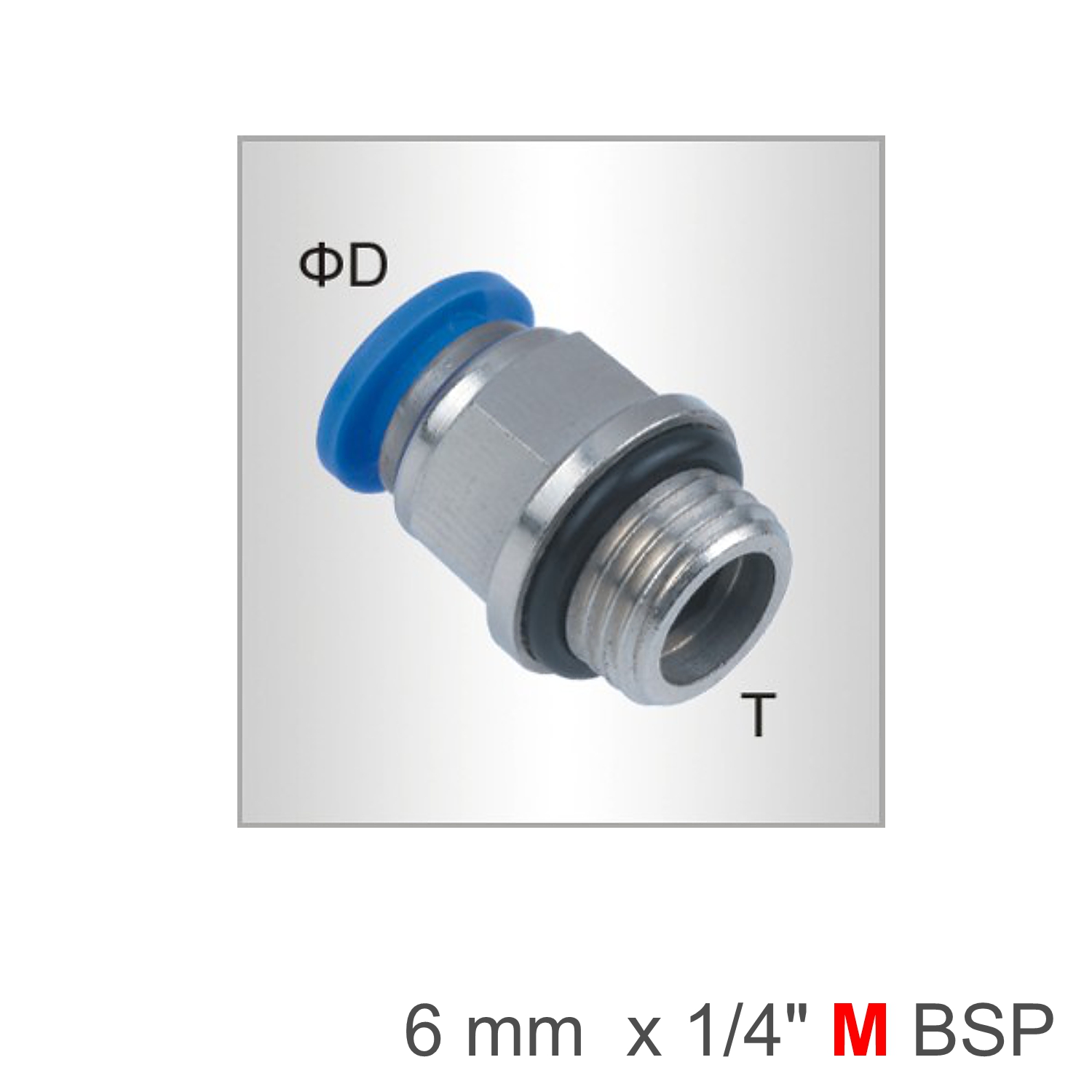 PU FITTING STR. STUD W/O-RING -1/4 M