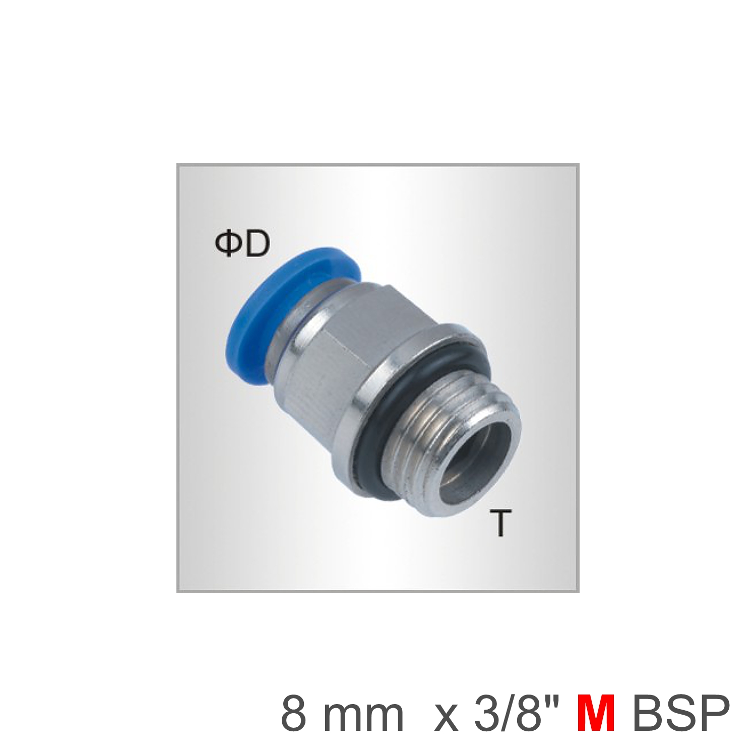 PU FITTING STR. STUD W/O-RING -3/8 M