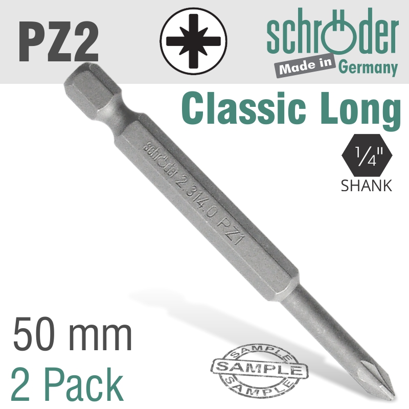 Schroder Pozi No Num X Size Classic Power Bit 2Cd