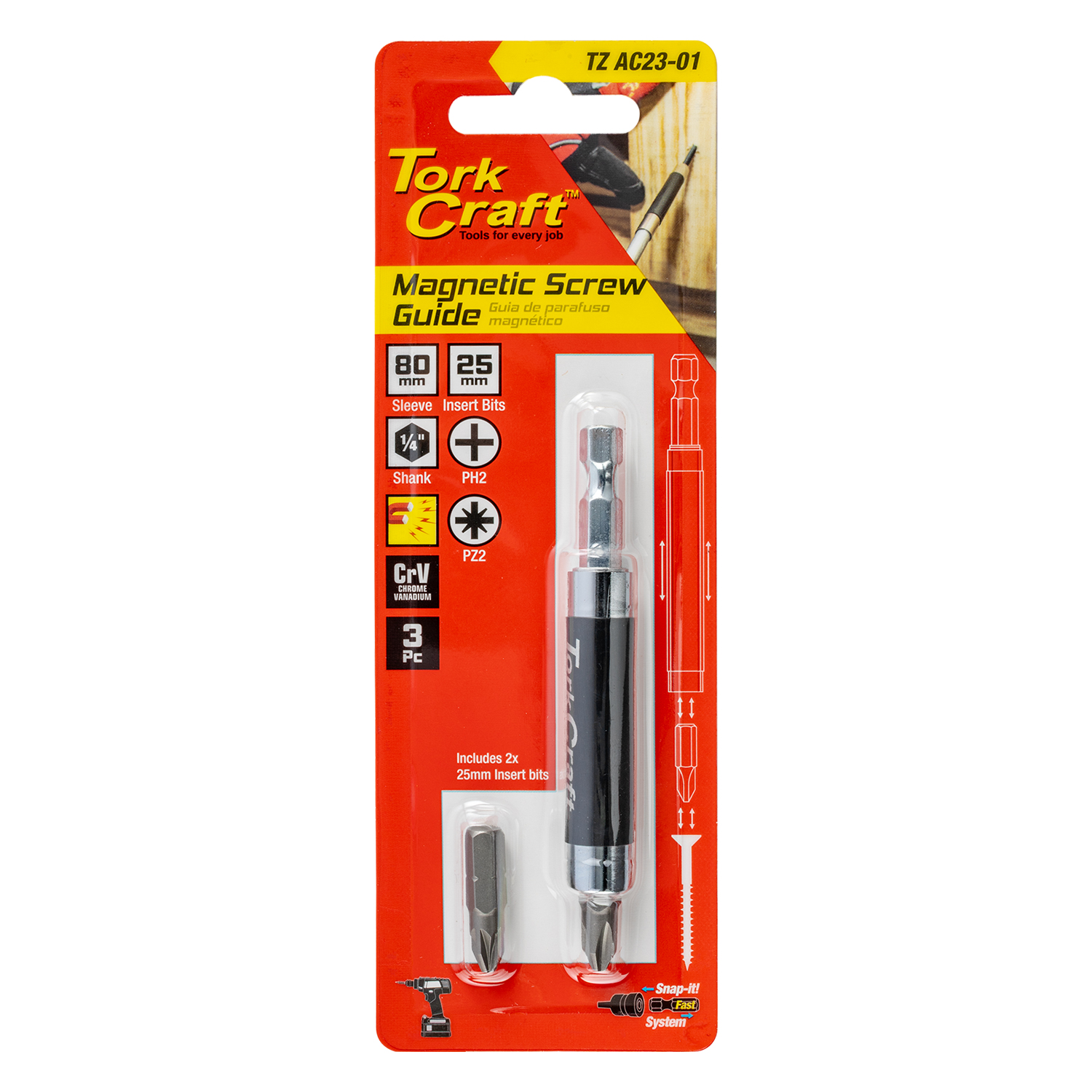 SCREW GUIDE MAGNETIC 1/4'M X 1/4'F BIT EXTENTION