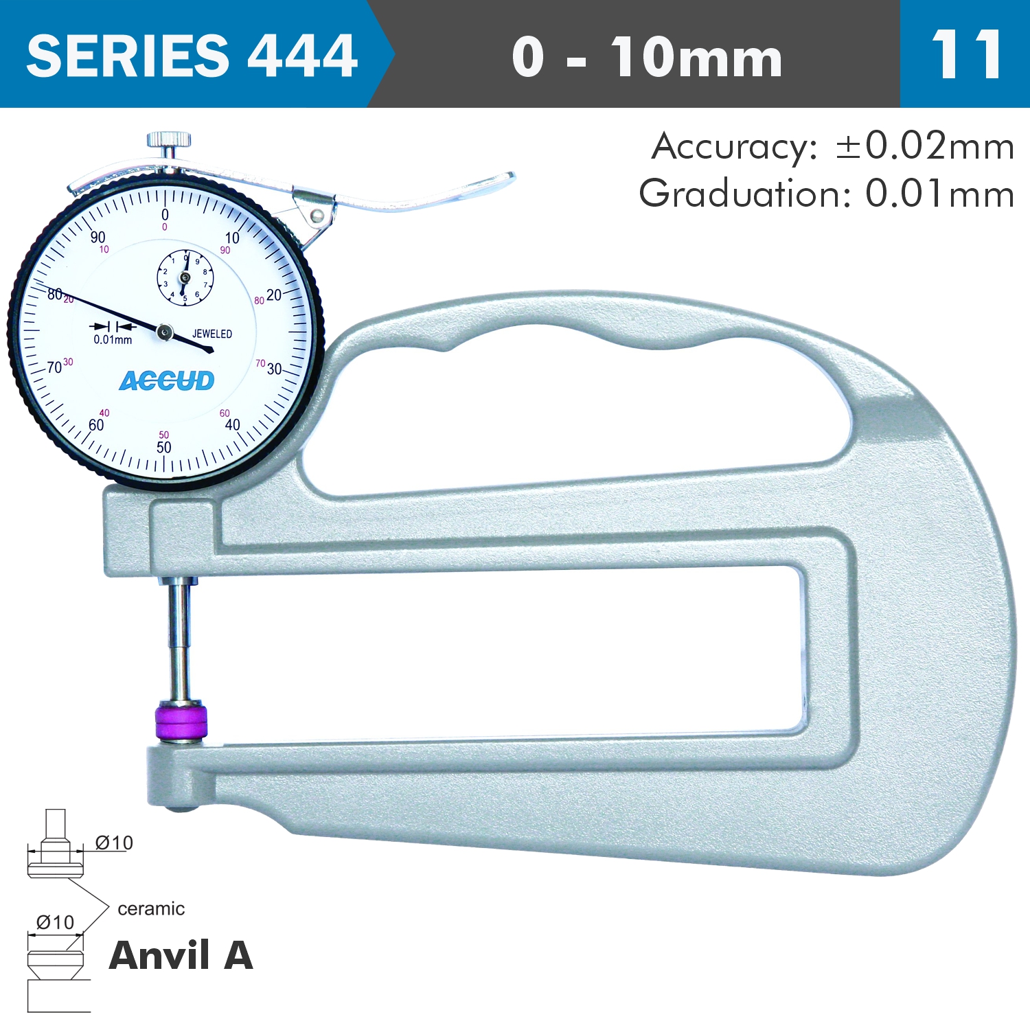 THICKNESS GAUGE ACC. LARGE DEPTH CERAMIC ANVIL GRAD