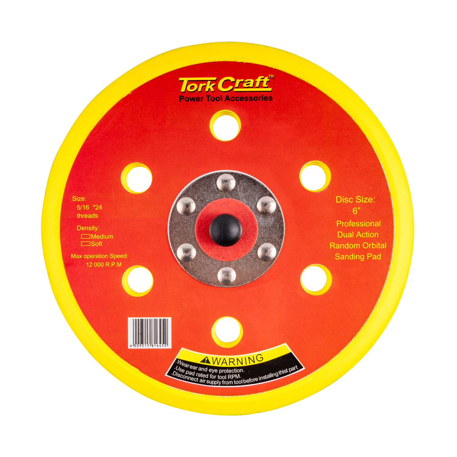 Tork Craft Da Sander Pad Hook Loop Num Holes Num Num 24Unf Size Num
