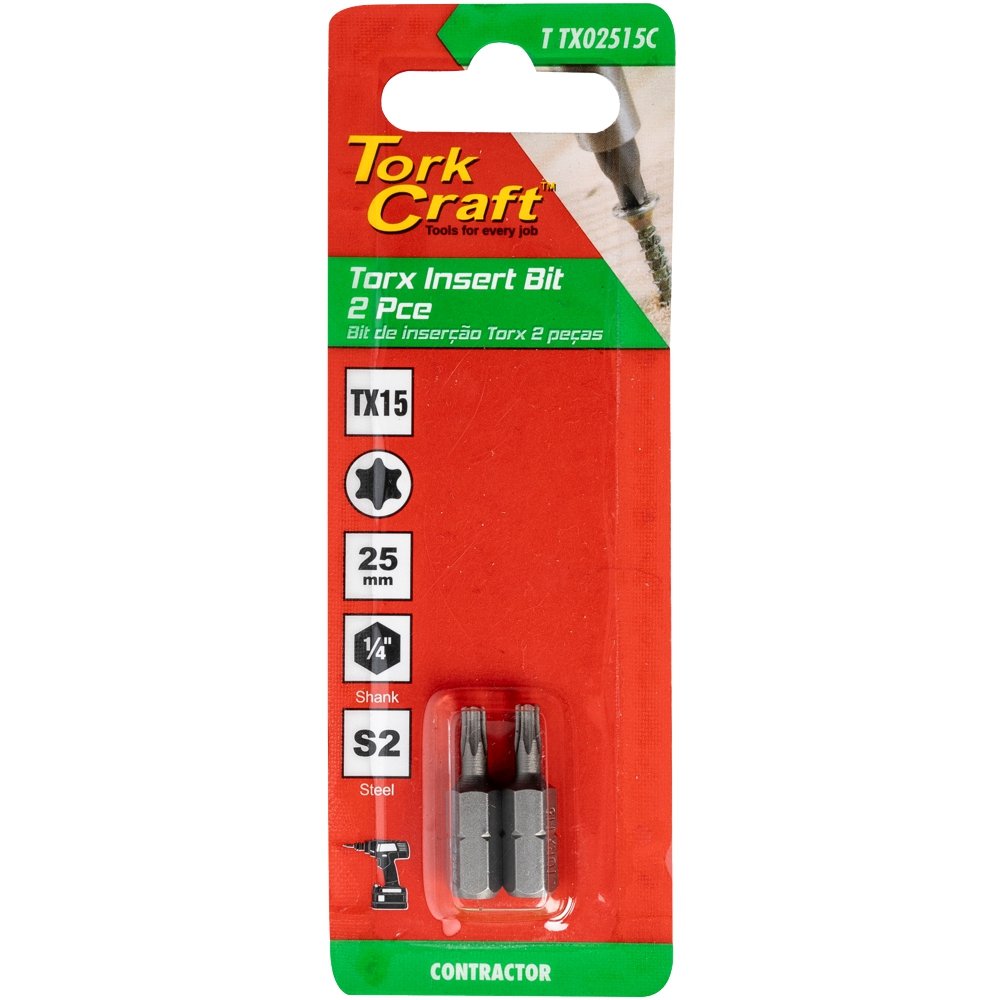 TORX TX 15 CLASSIC POWER BIT 2PC CARDED