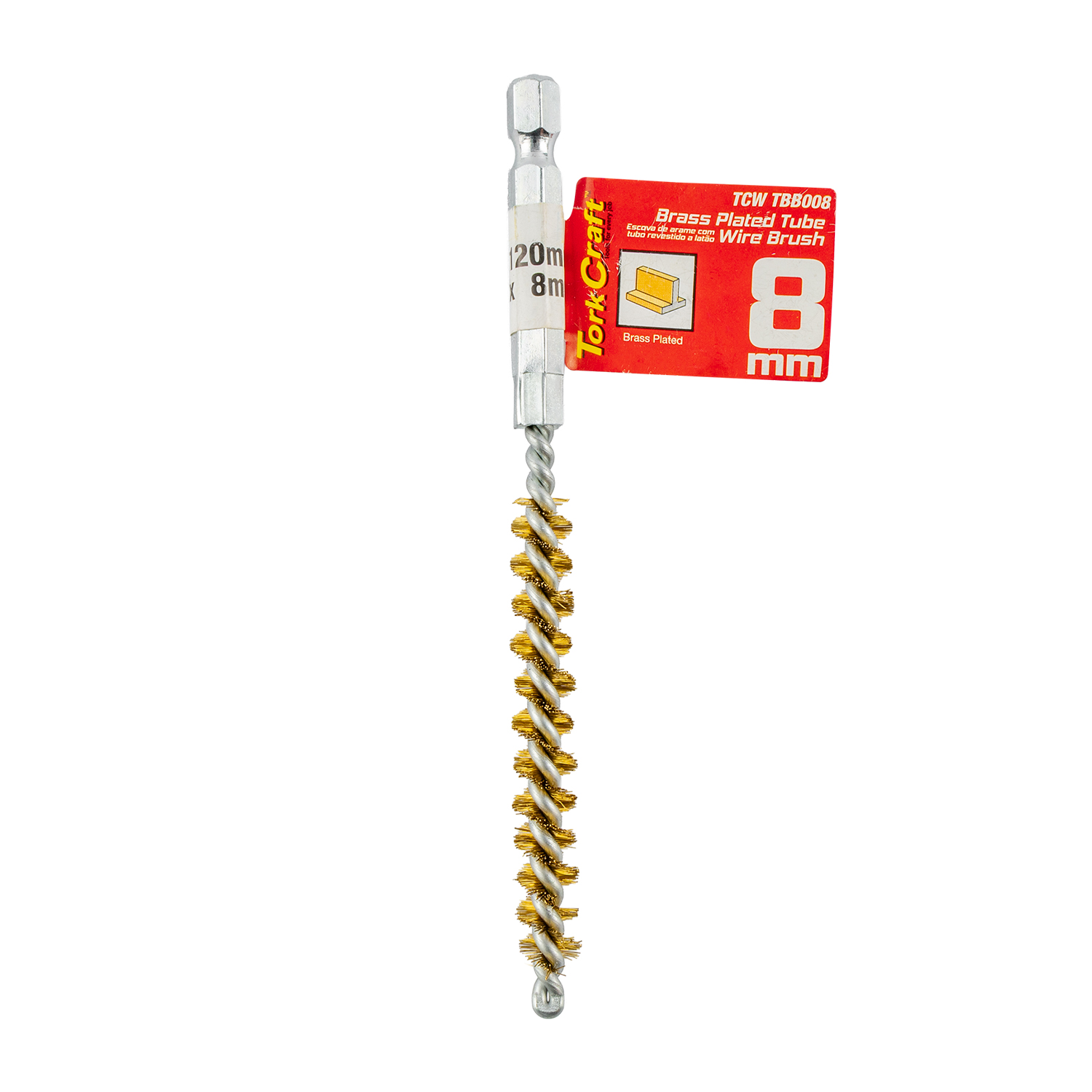 TUBE BRUSH X BRASS WIRE 6, HEX SHANK