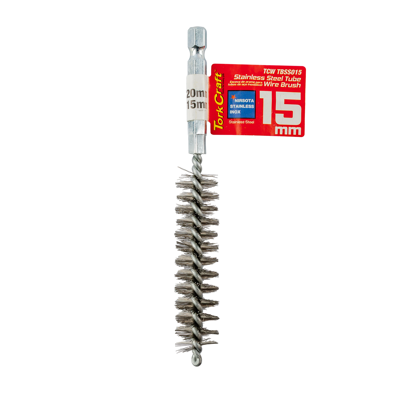 TUBE BRUSH X STAINLESS STEEL 6, HEX SHANK