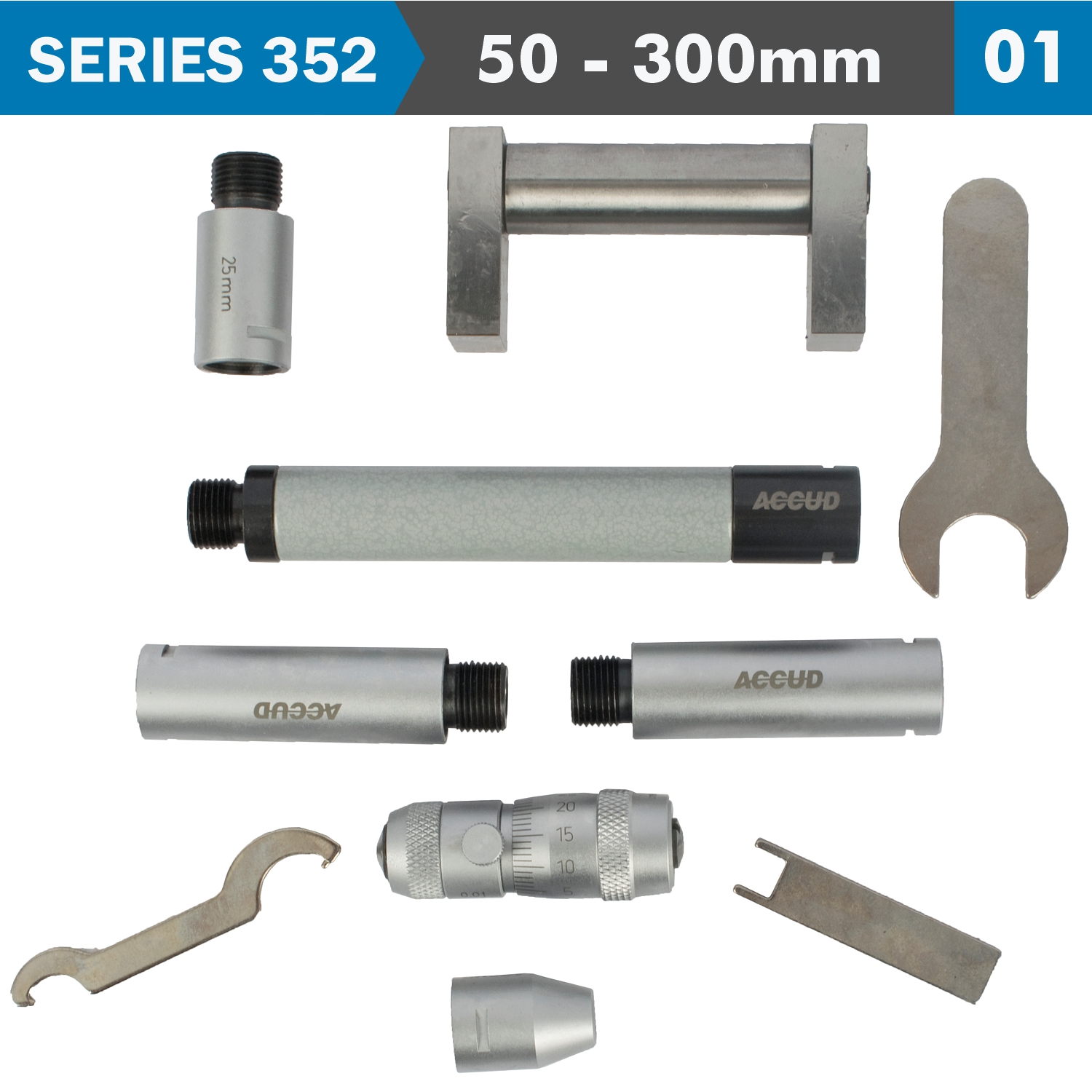 TUBULAR INSIDE MICROMETER 50- GRAD. EXTENSION RODS: 13, 25