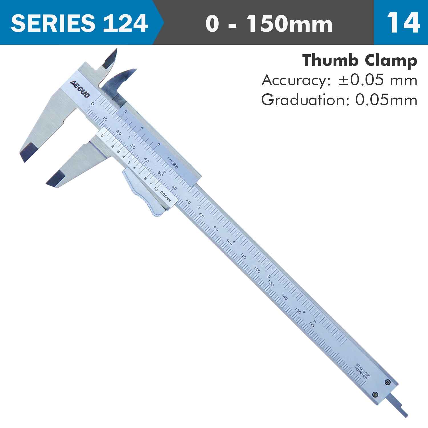 VERNIER CALIPER AUTO THUMB CLAMP ACC. GRAD. S/STEE