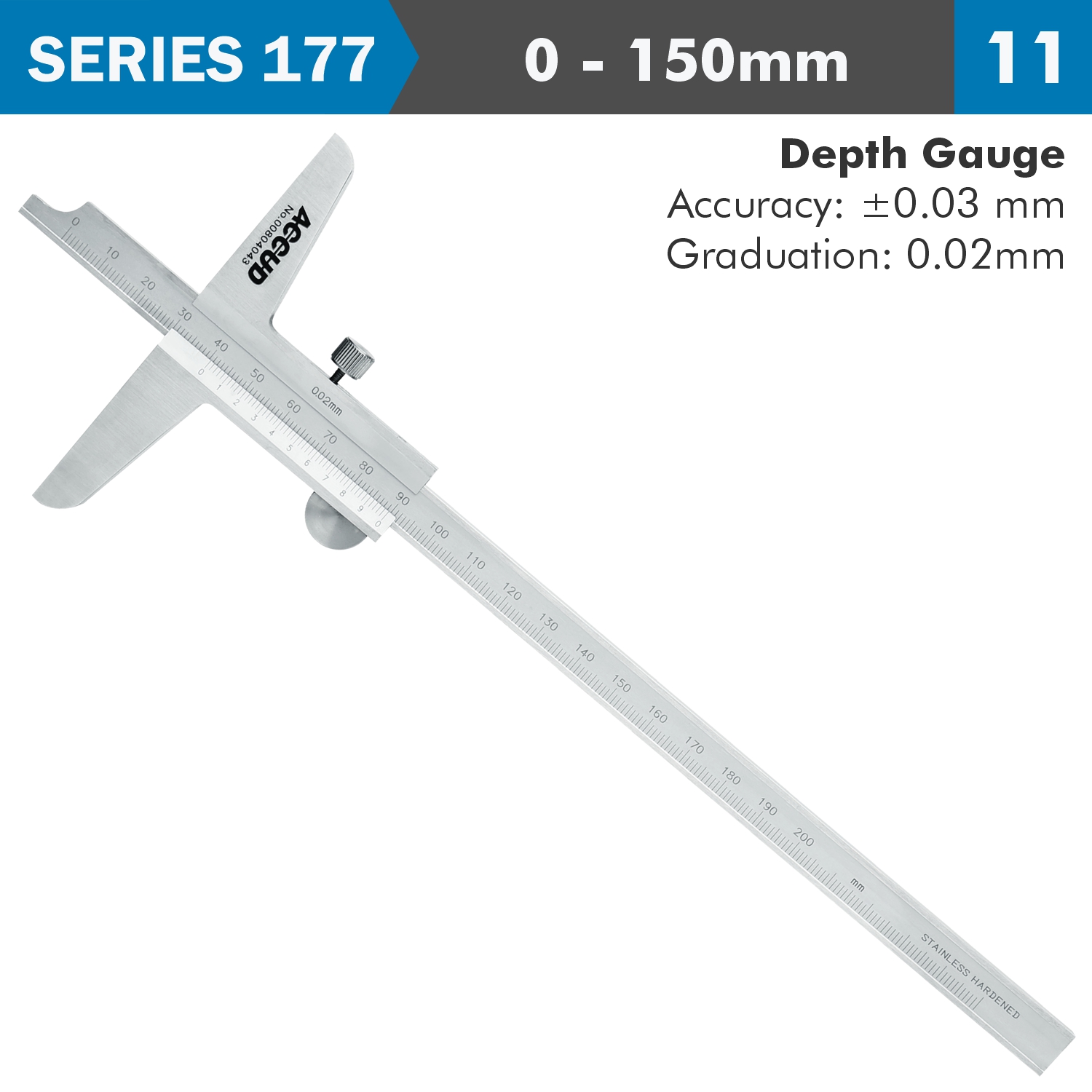 VERNIER DEPTH CALIPER ACC. GRAD. S/STEEL