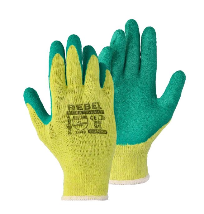 GREEN LATEX KNIT WRIST GLOVES