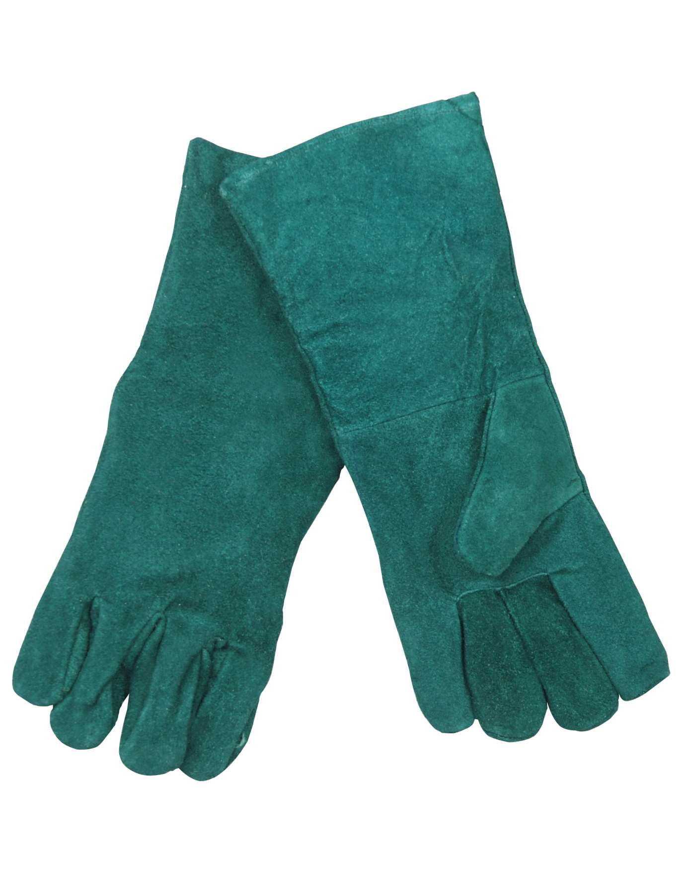 LEATHER WELDING GLOVES | GREEN | ELBOW LENGTH