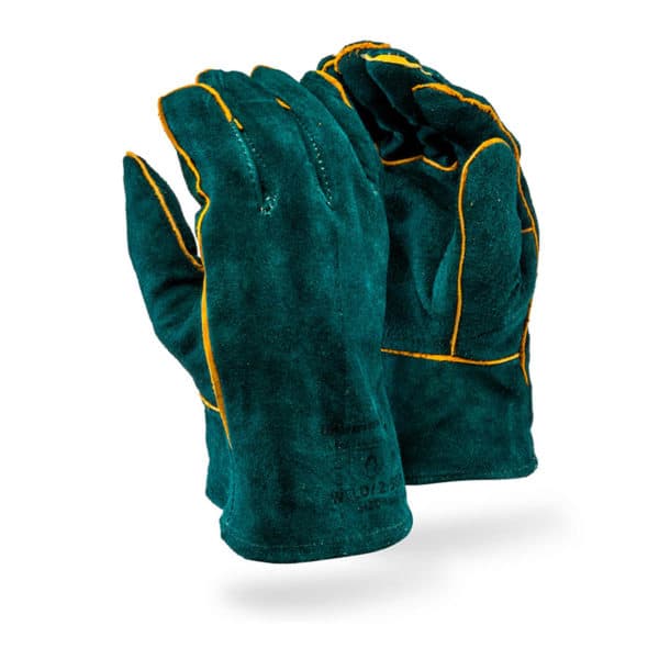 LEATHER WELDING GLOVES | GREEN | WRIST LENGTH