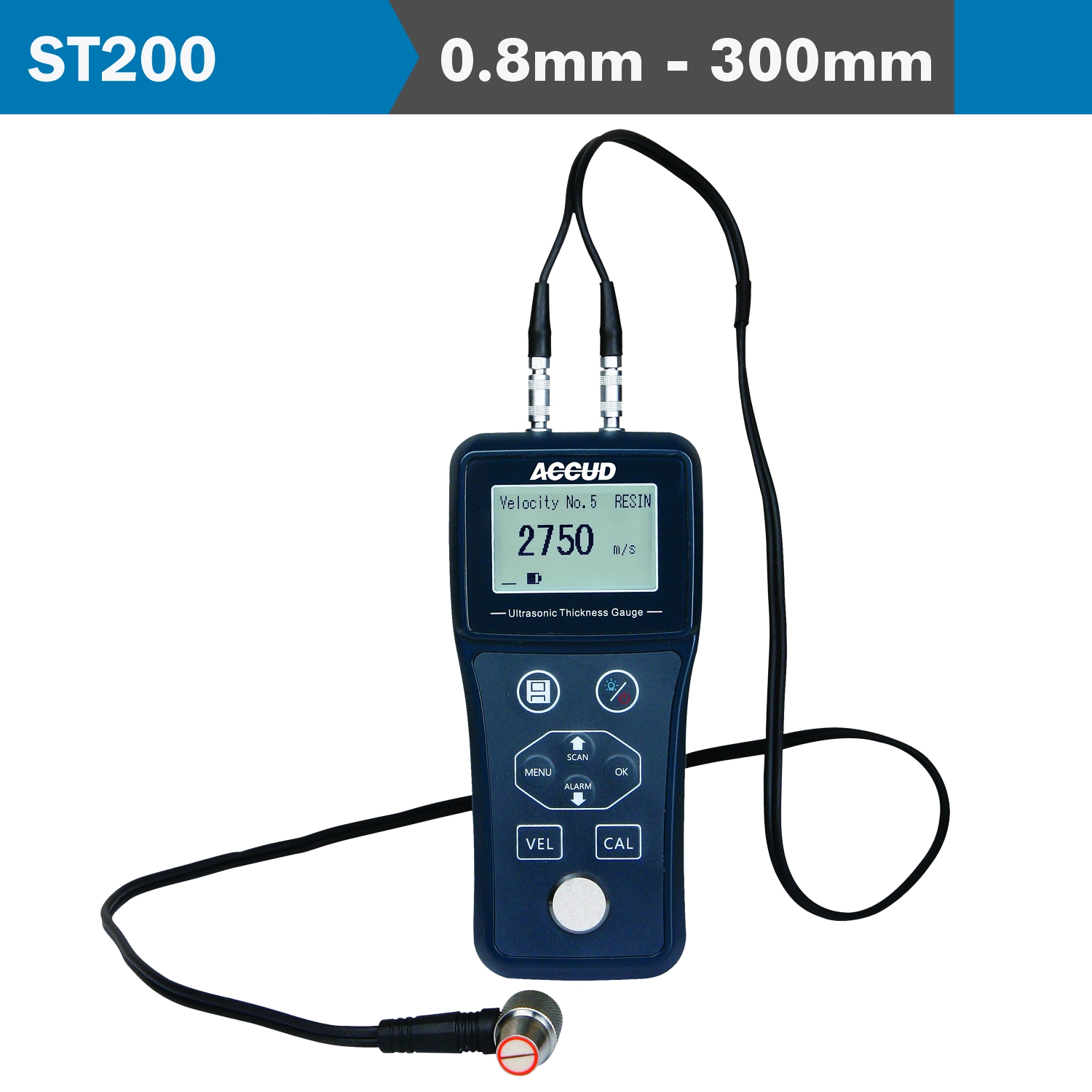 Ultrasonic Thickness Gauge 0.8-300mm Gen. Use 5.0mhz