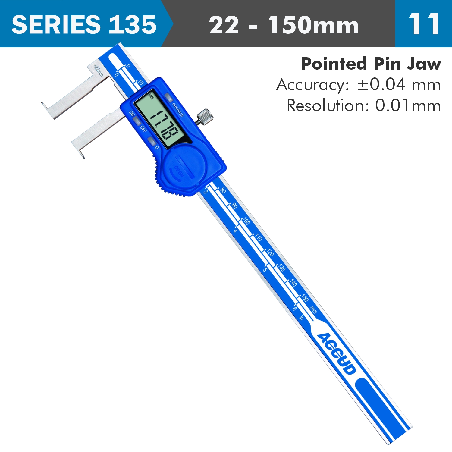 Dig. Caliper Acc. Inside Neck 0.01mm Res. S/Steel
