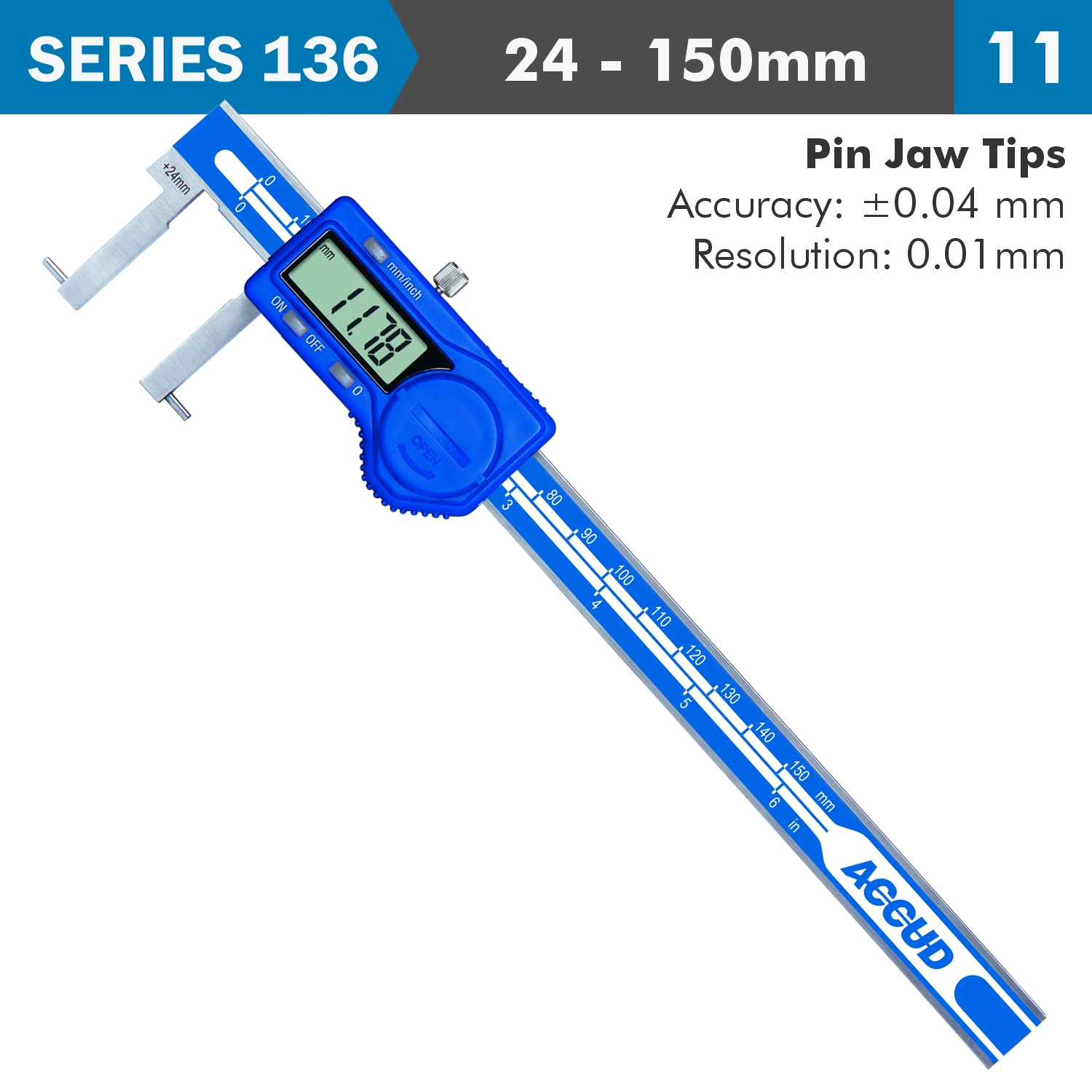 Dig. Caliper Acc. Inside Point 0.01mm Res. S/Steel
