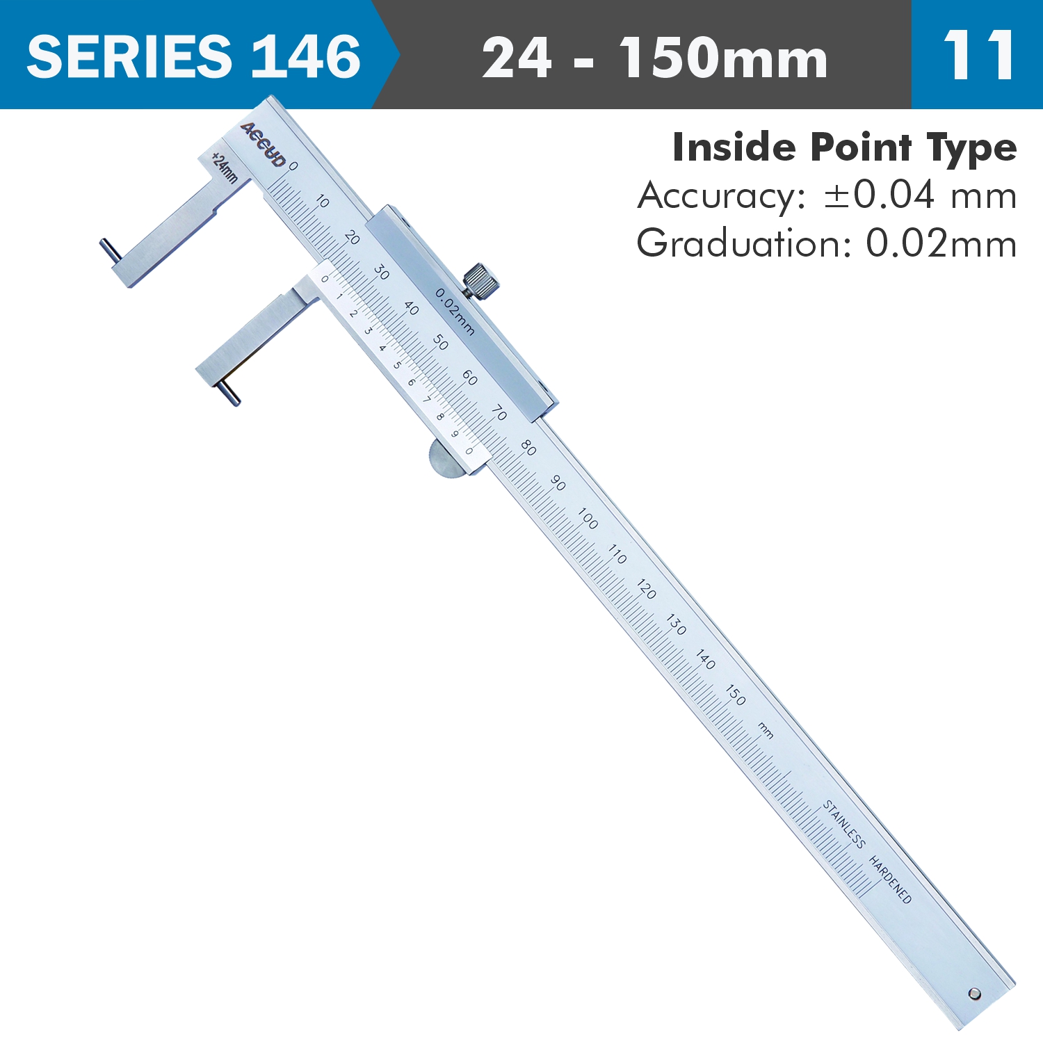 Vernier Caliper Acc. 0.02mm Grad. Inside Point S/Steel