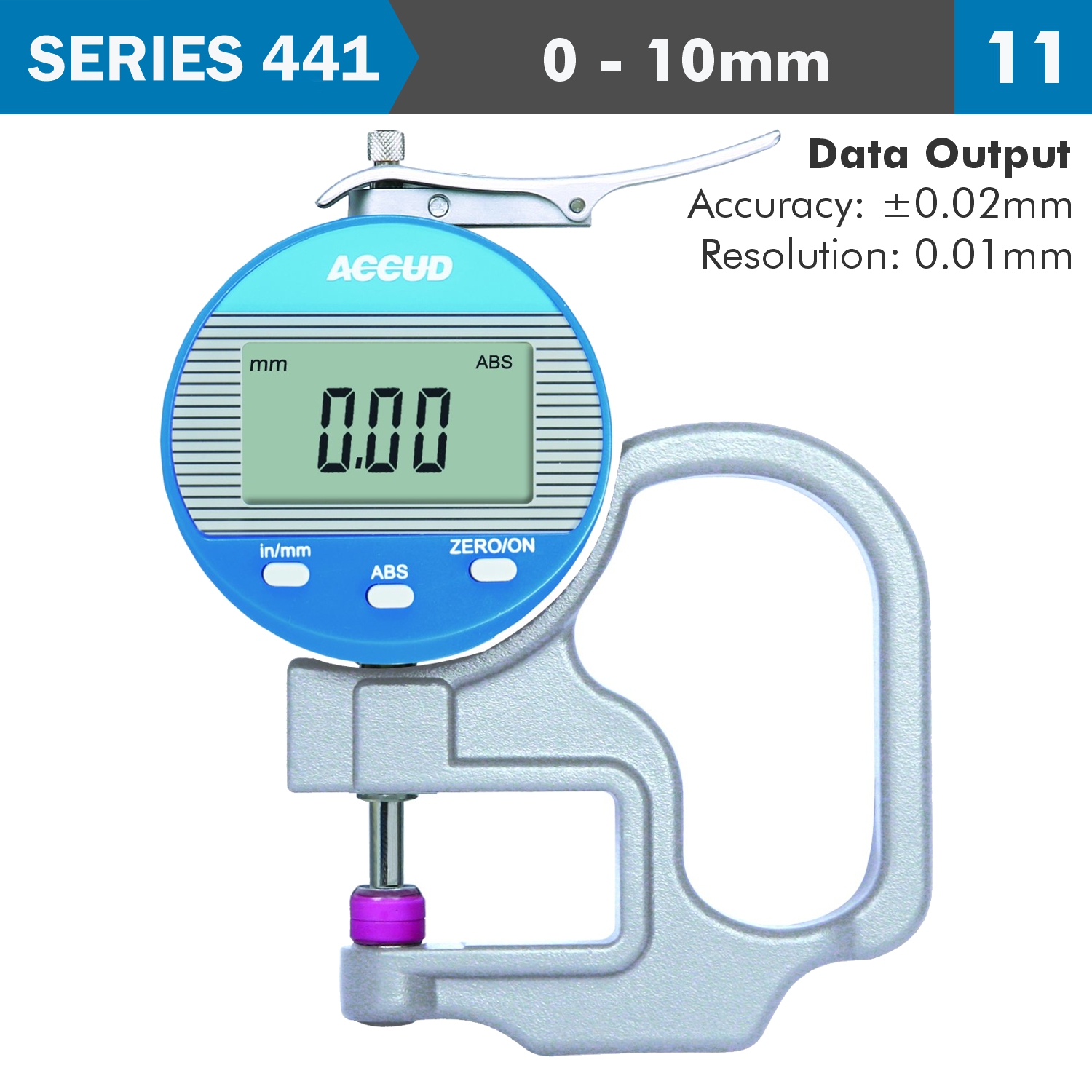 Dig. Thickness Gauge 10mm Acc. Res. Ceramic Anvil