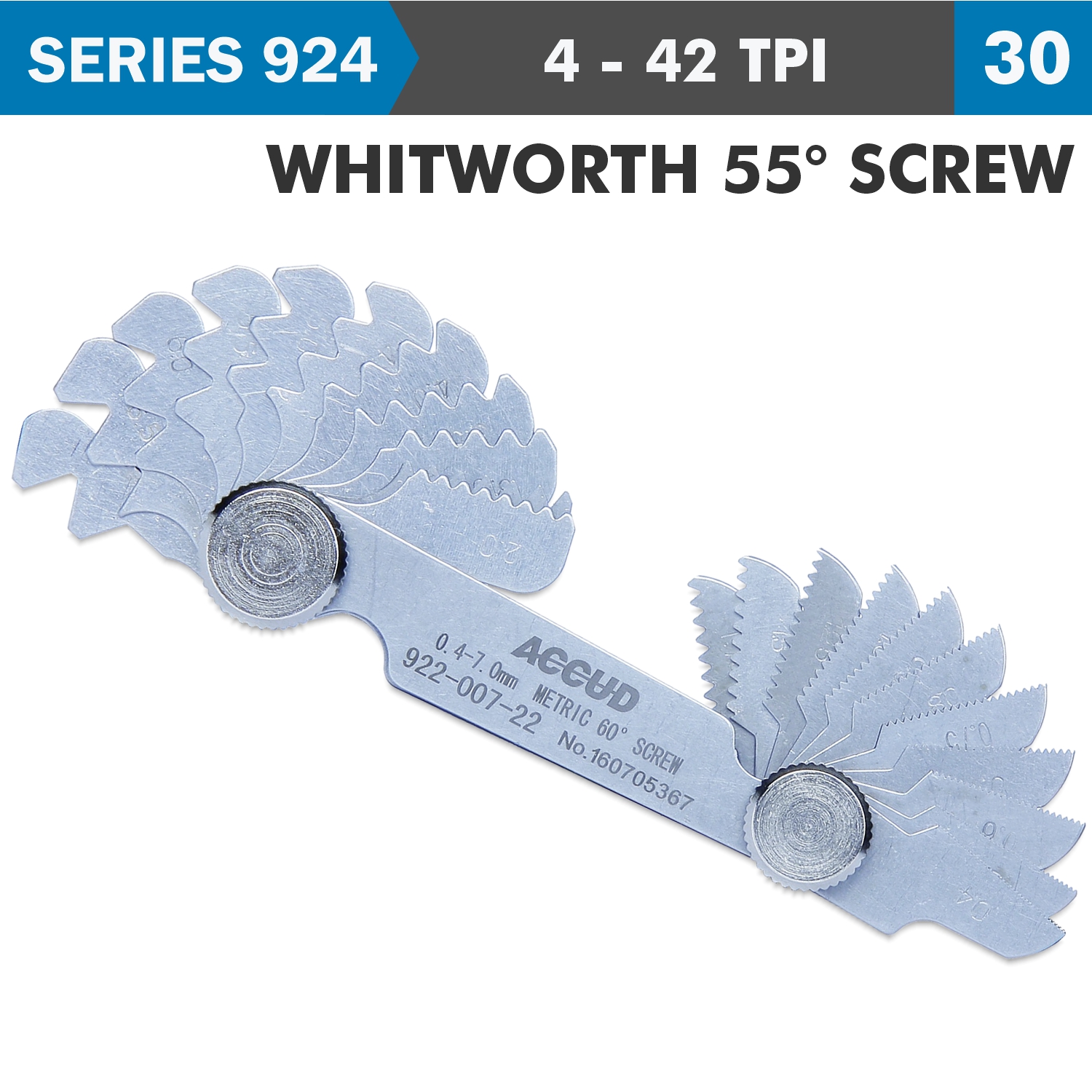 Pitch Gauge Leaves Whitworth 55deg. Screw 0.07mm Acc.