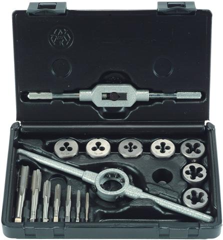 Tap & Die Set 16 Piece M3 - M12 Hss With Die Holder & Tap Wrench