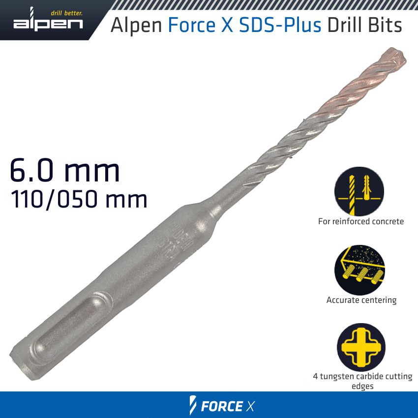 Force X Sds-Plus Rebar Drill Bit X4 Cutting Edges - Bulk