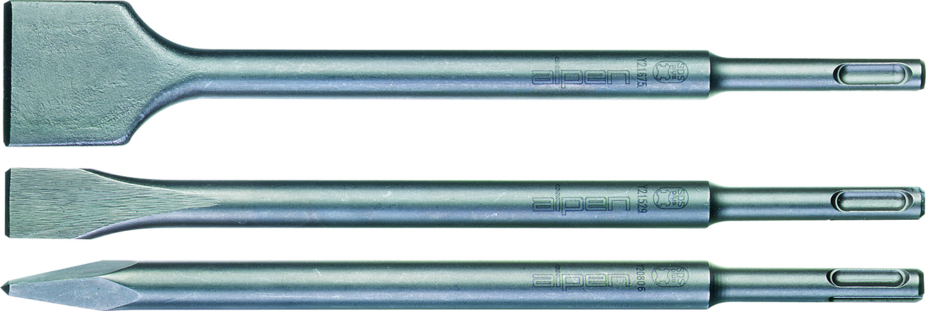 Sds Chisel Set Plastic Tube Point X250mm Flat 20x250 Flat 40x250