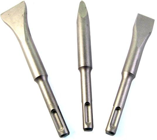 Sds Short Chisel Set Plastic Tube Point X140mm Flat 20x140 Wide 30x140