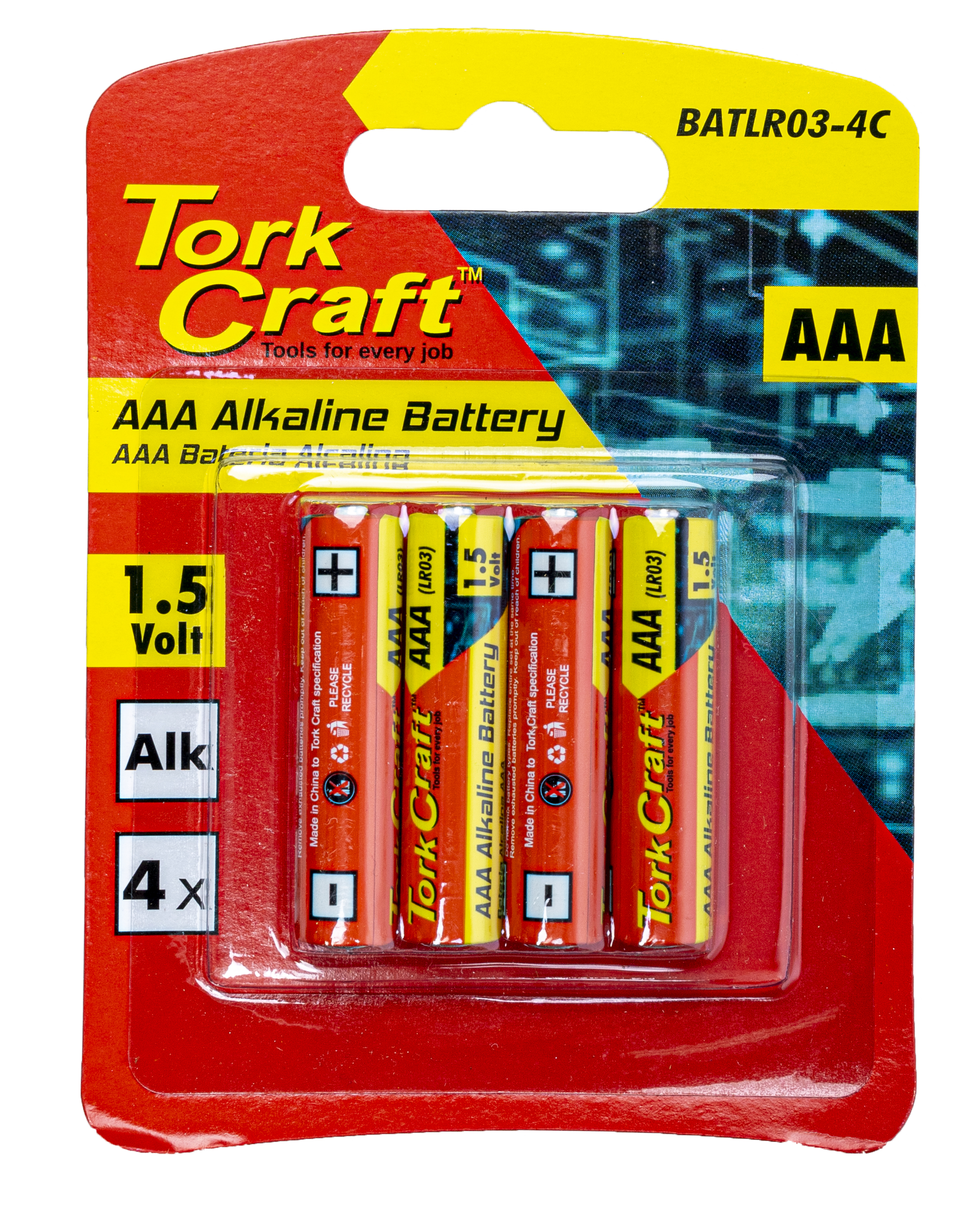 Battery Aaa 1.5v 4 Pack Carded Alkaline