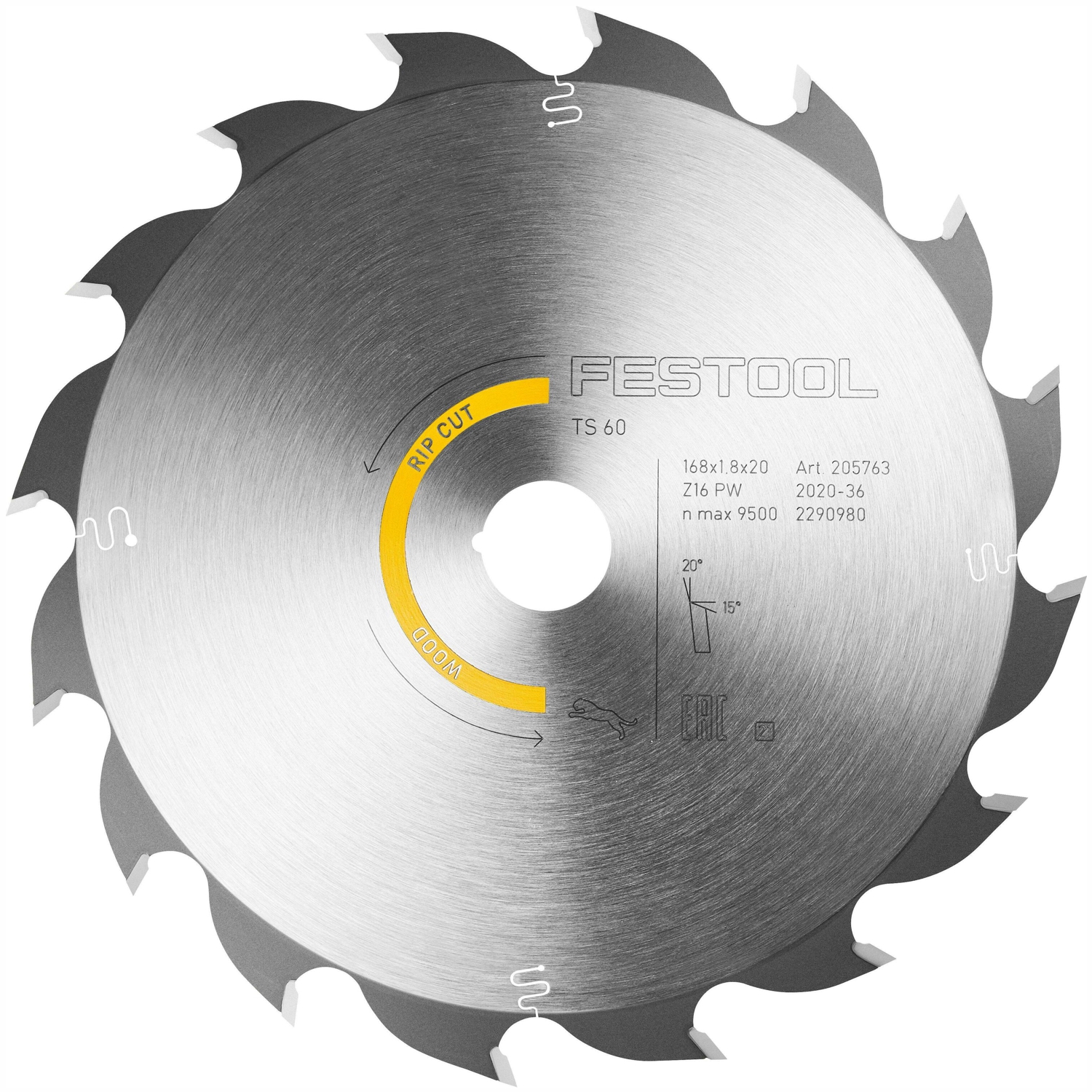 Festool WOOD RIP CUT Saw Blade HW 168x1,8x20 PW16 168 mm 16 Tooth